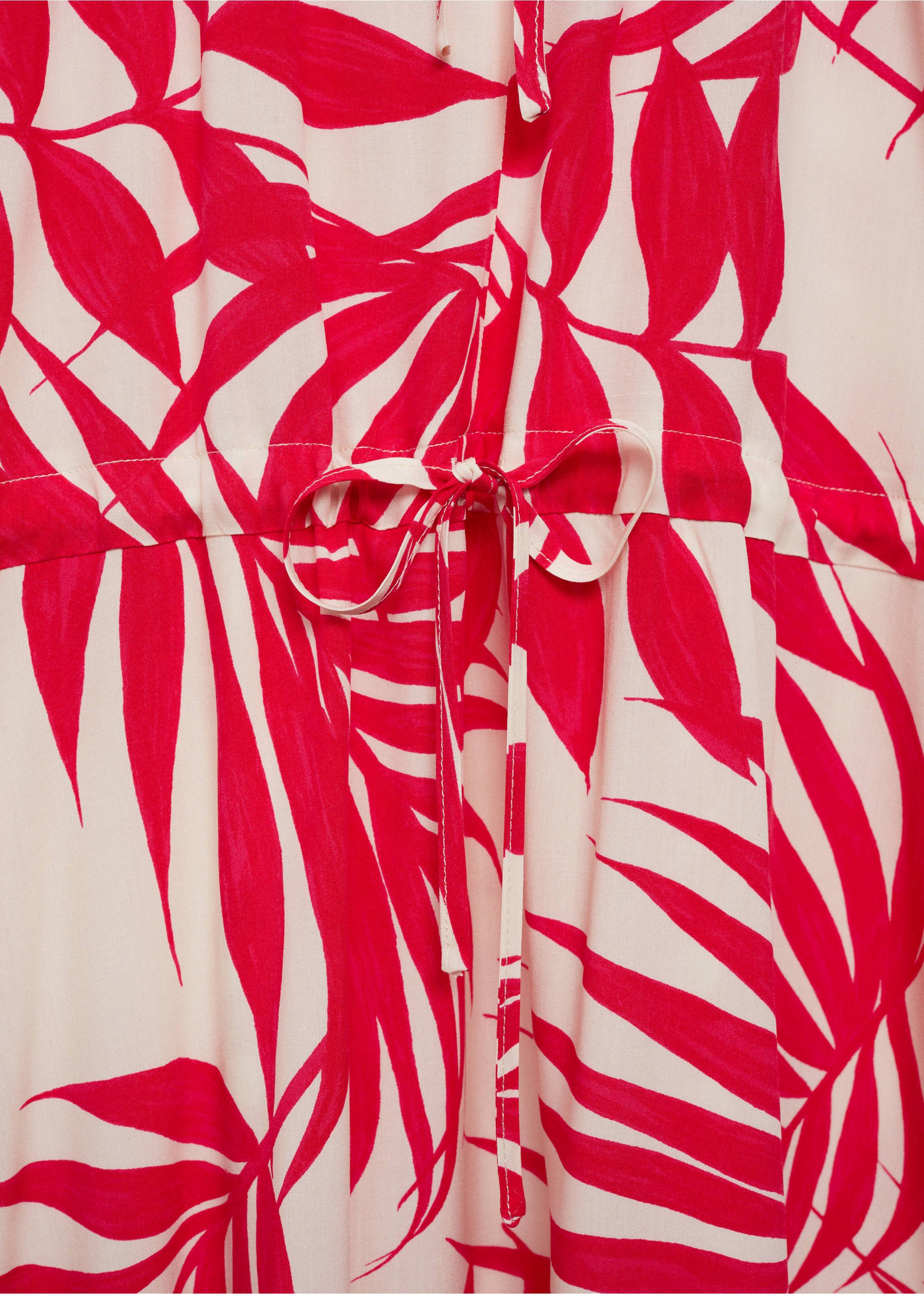 Bow printed dress - Details of the article 8, Red. Ref: 77010347-00.