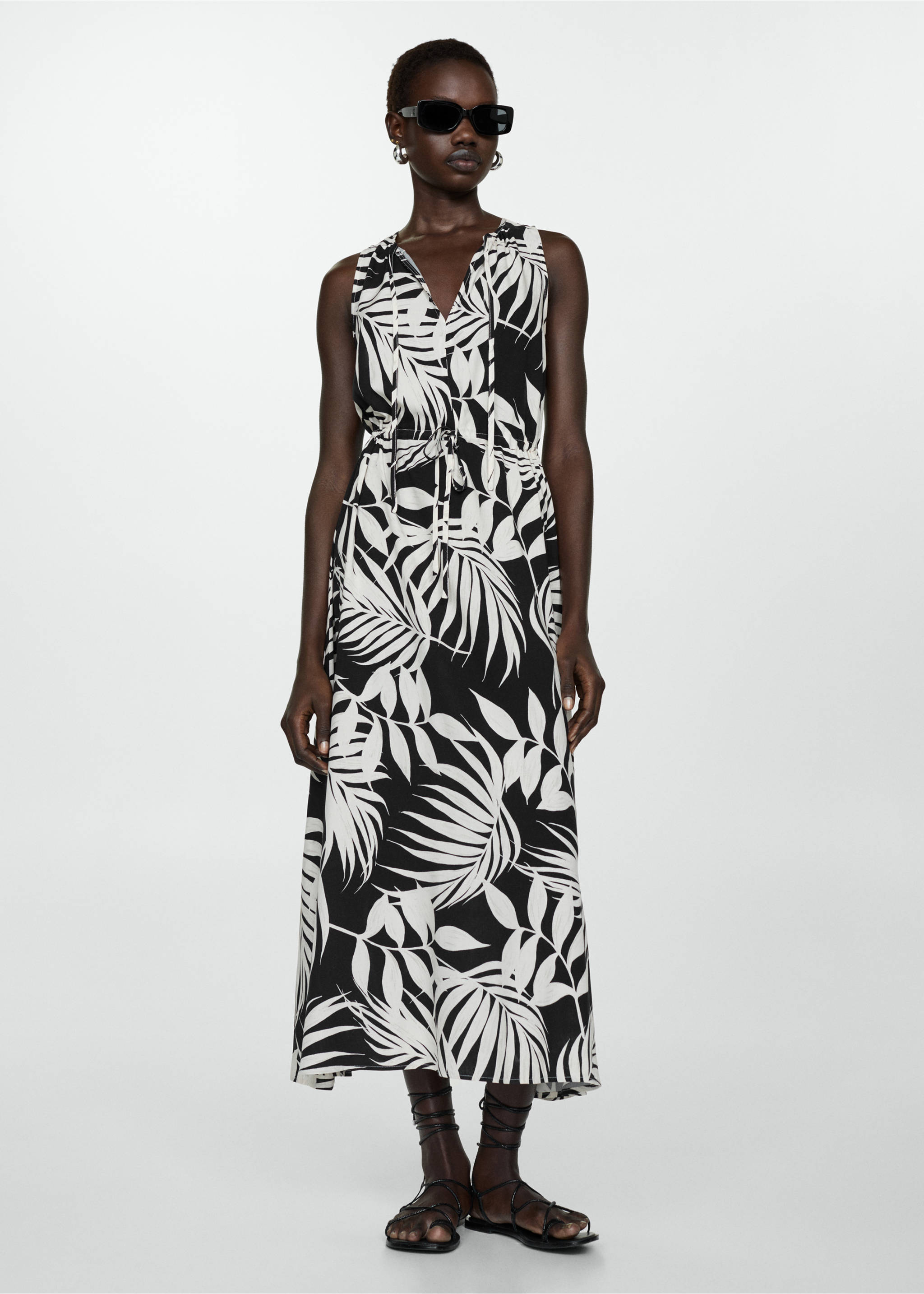 Bow printed dress - General plane, Black. Ref: 77010347-00.