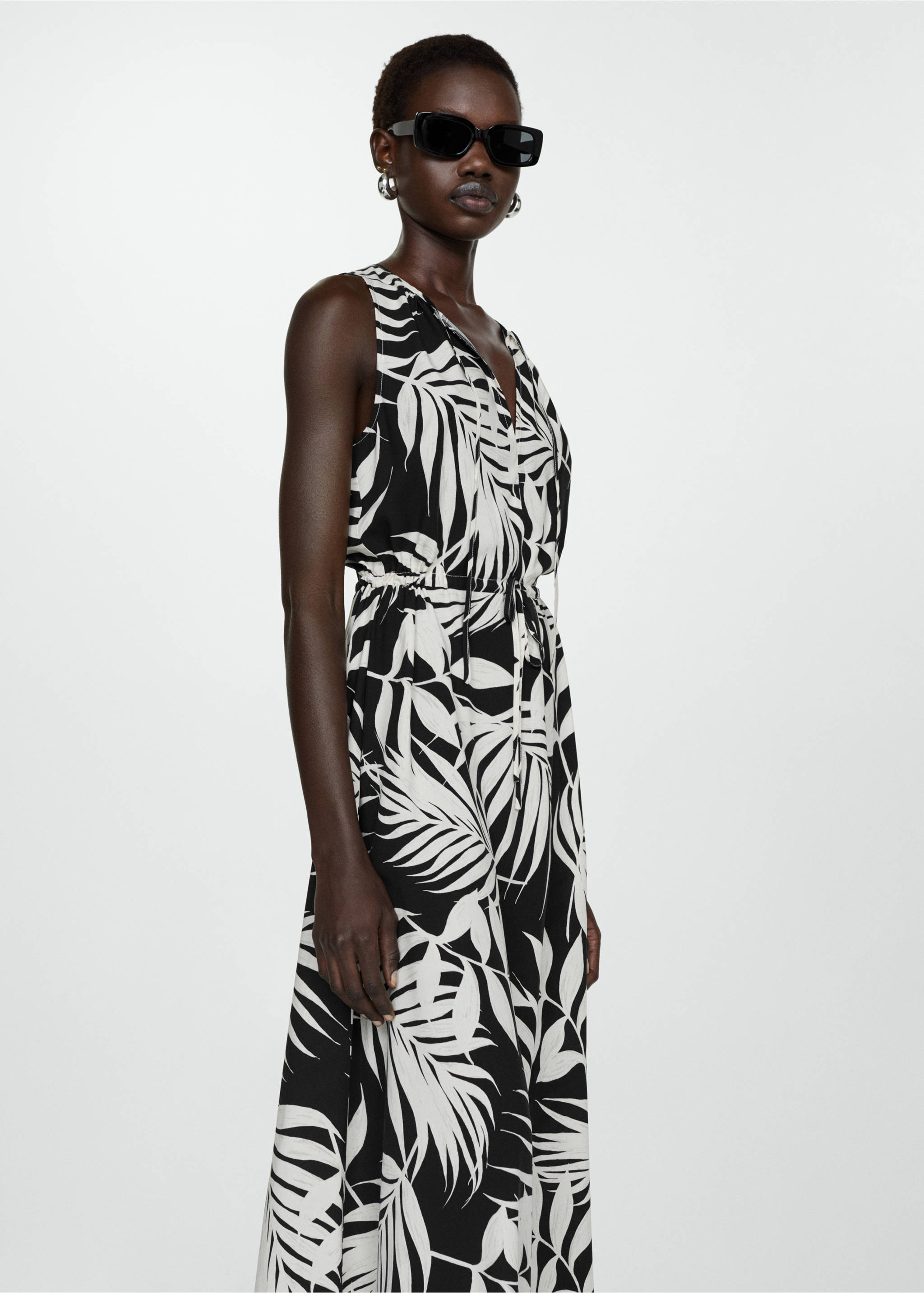 Bow printed dress - Medium plane, Black. Ref: 77010347-00.