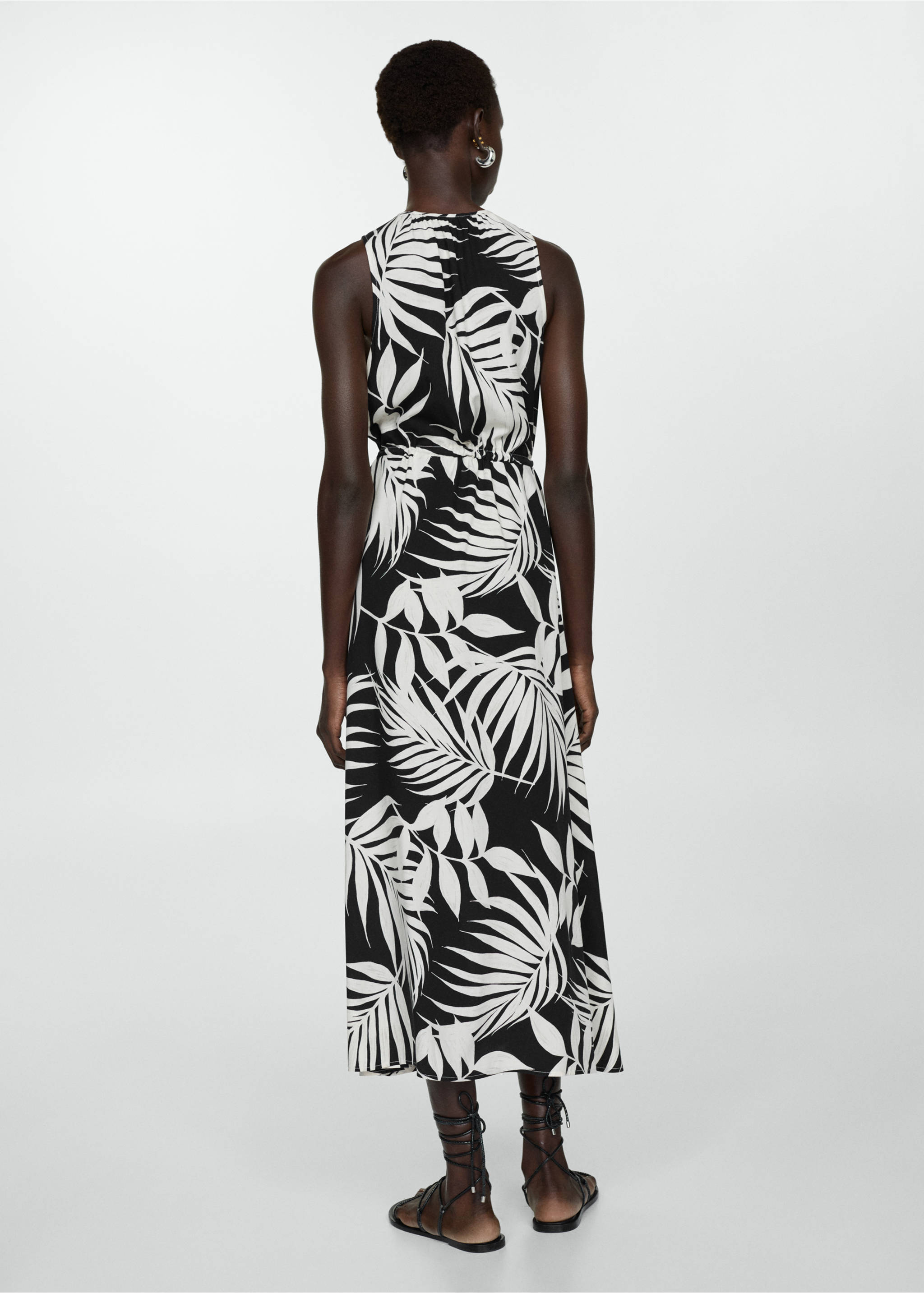 Bow printed dress - Reverse of the article, Black. Ref: 77010347-00.