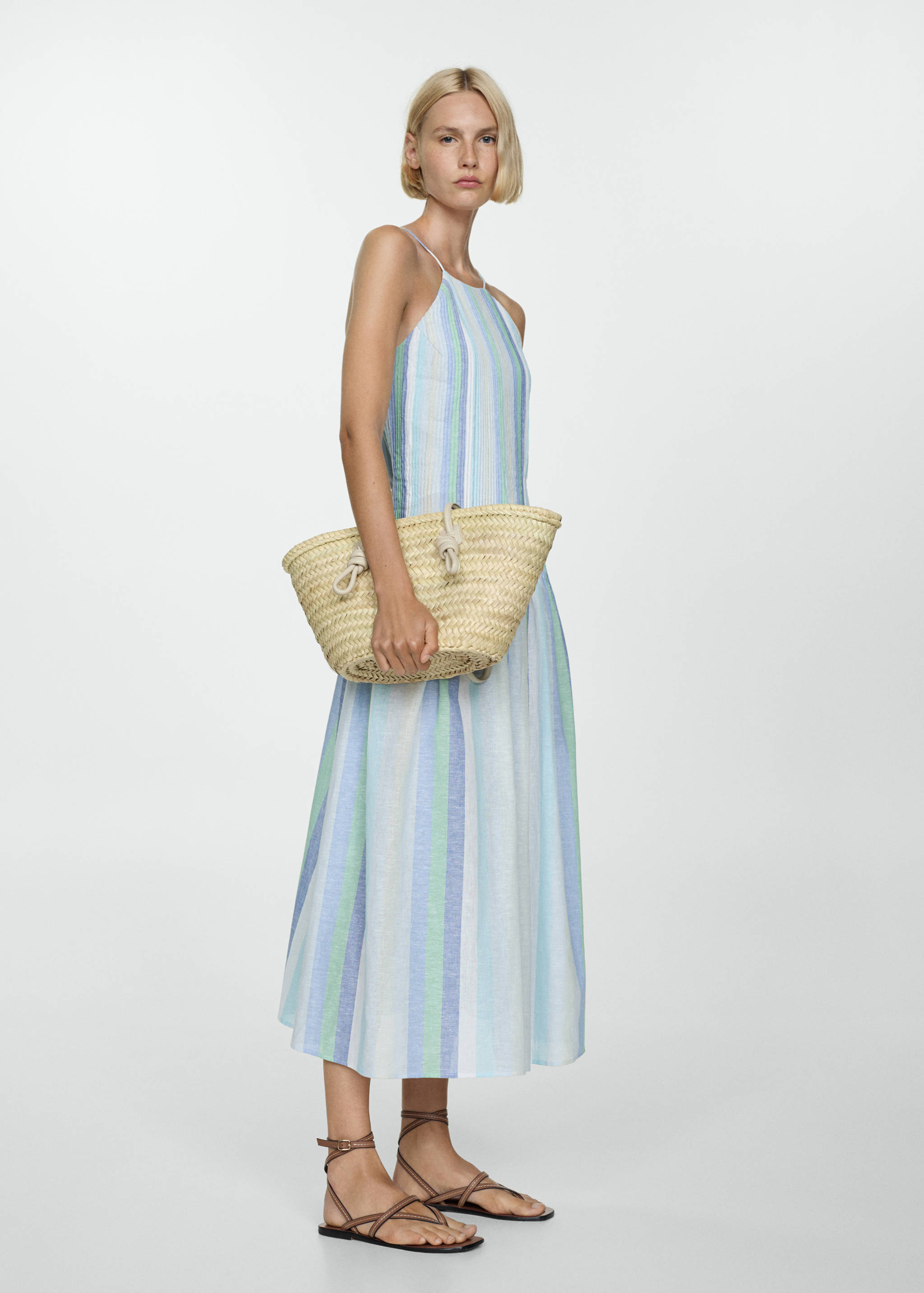 Striped linen dress - General plane