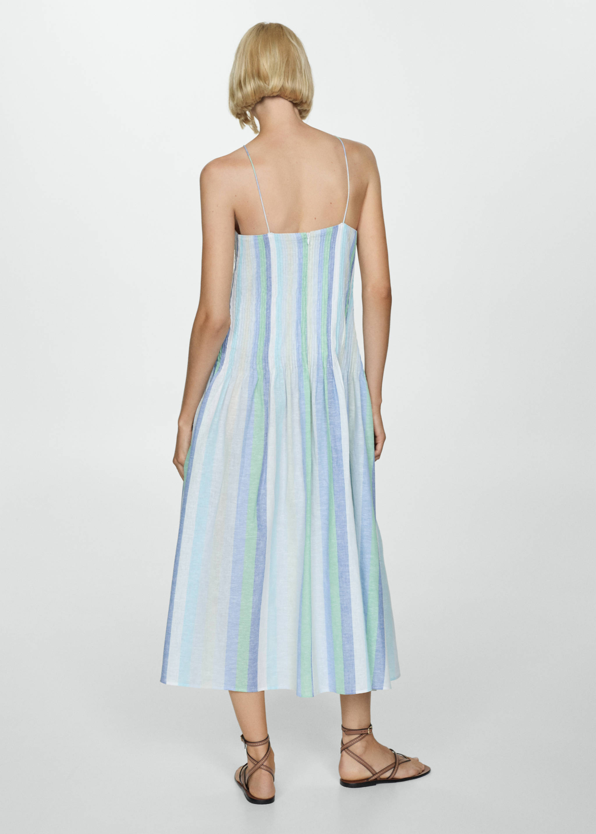 Striped linen dress - Reverse of the article