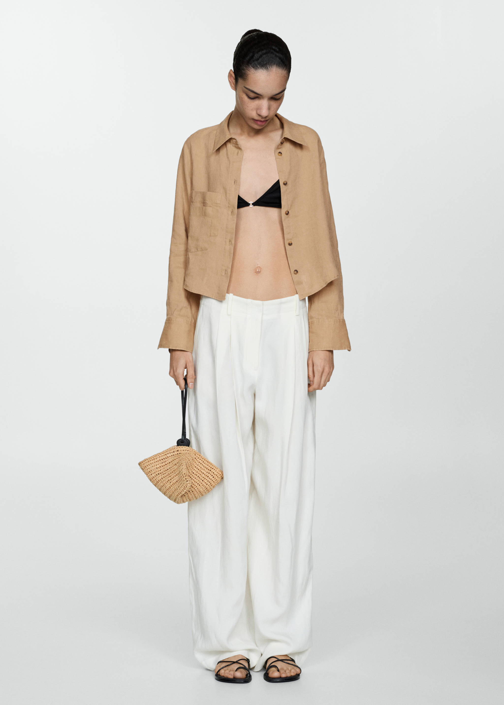 Camisa cropped de linho - Pormenor do artigo 2