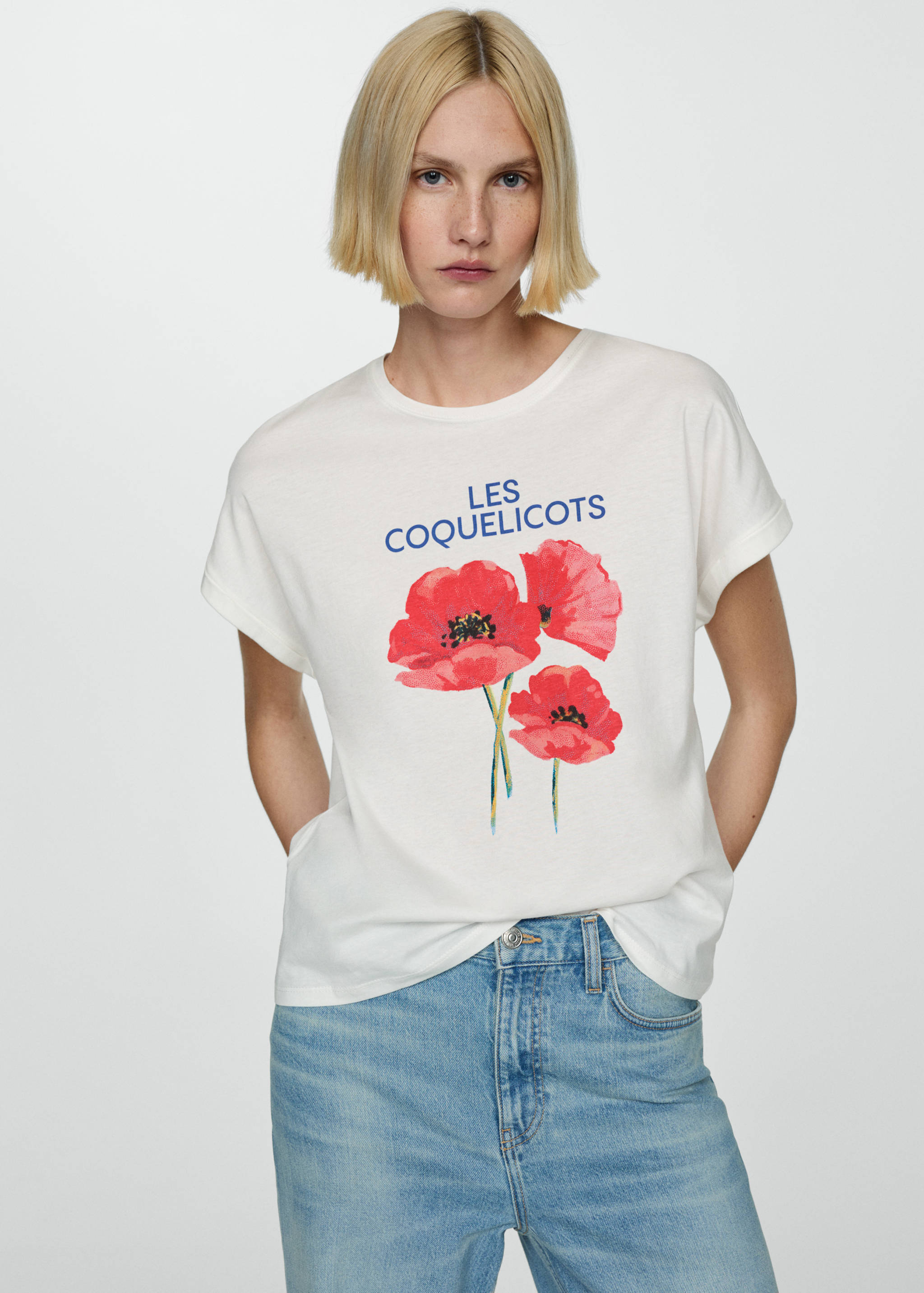 Printed cotton-blend T-shirt - Medium plane