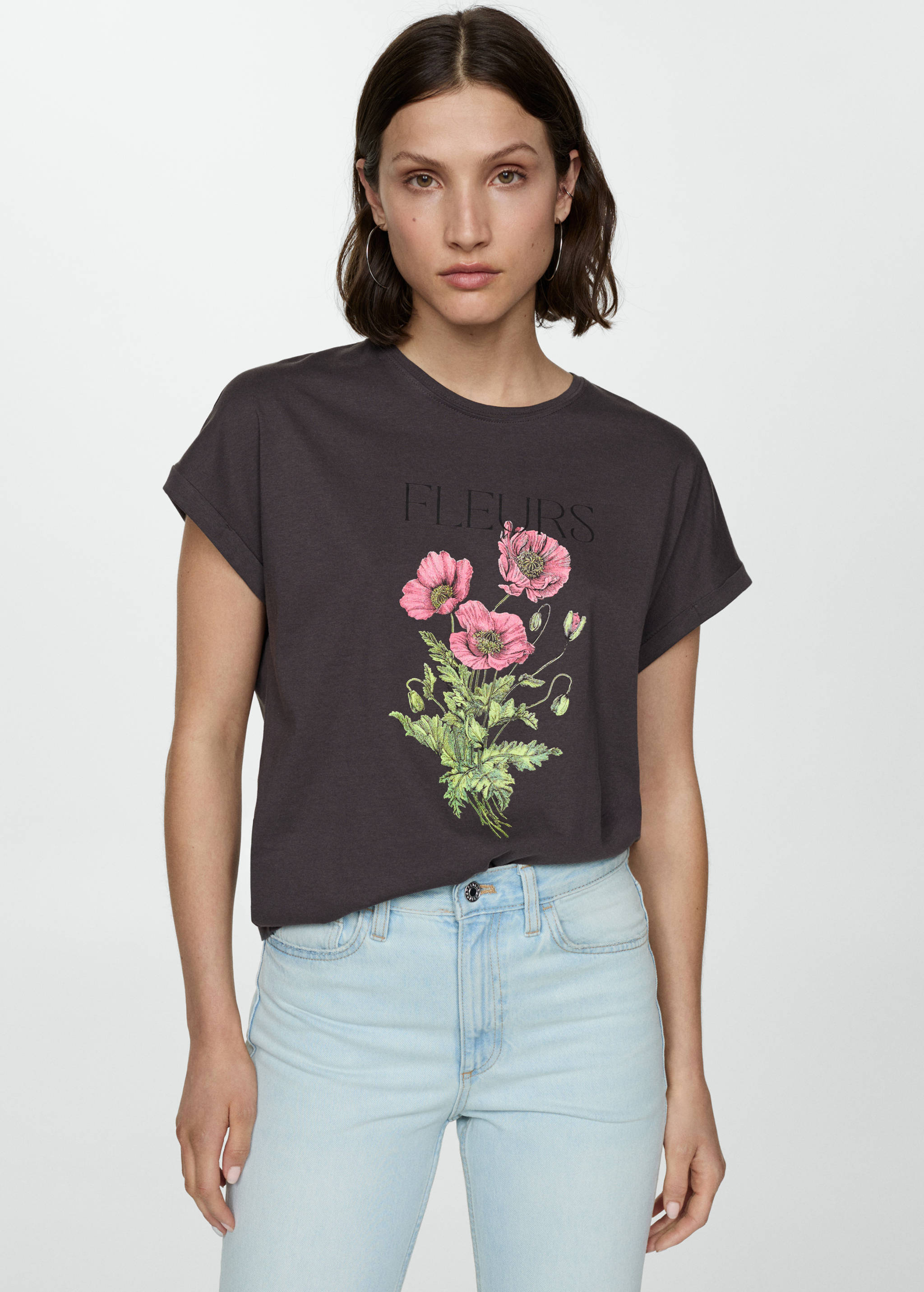Printed cotton-blend T-shirt - Medium plane