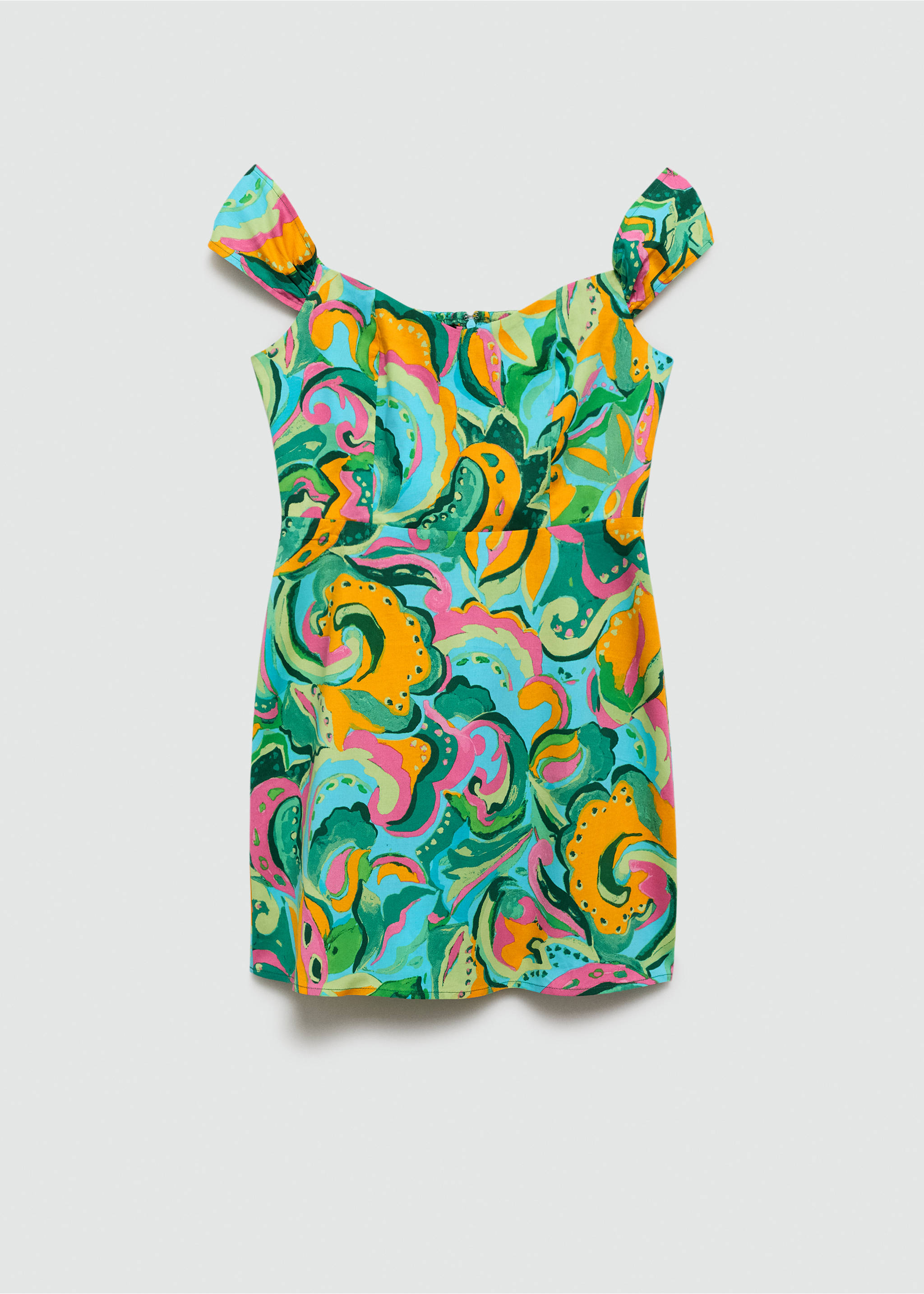 Printed short dress - Article without model, Green. Ref: 77010353-00.