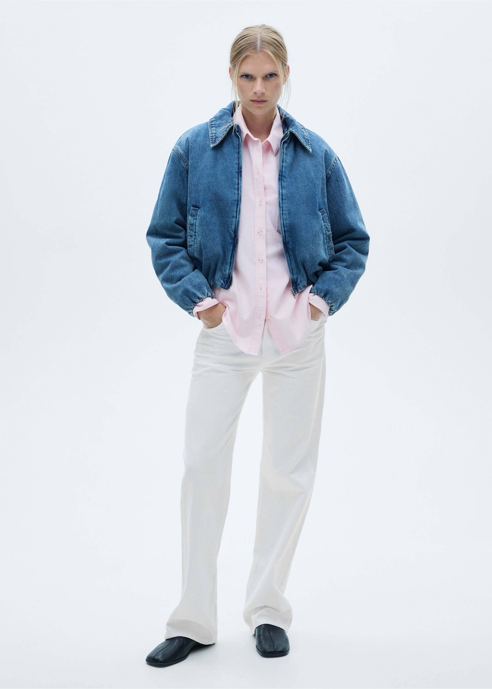Mid-rise straight jeans - General plane, White. Ref: 77010358-00.
