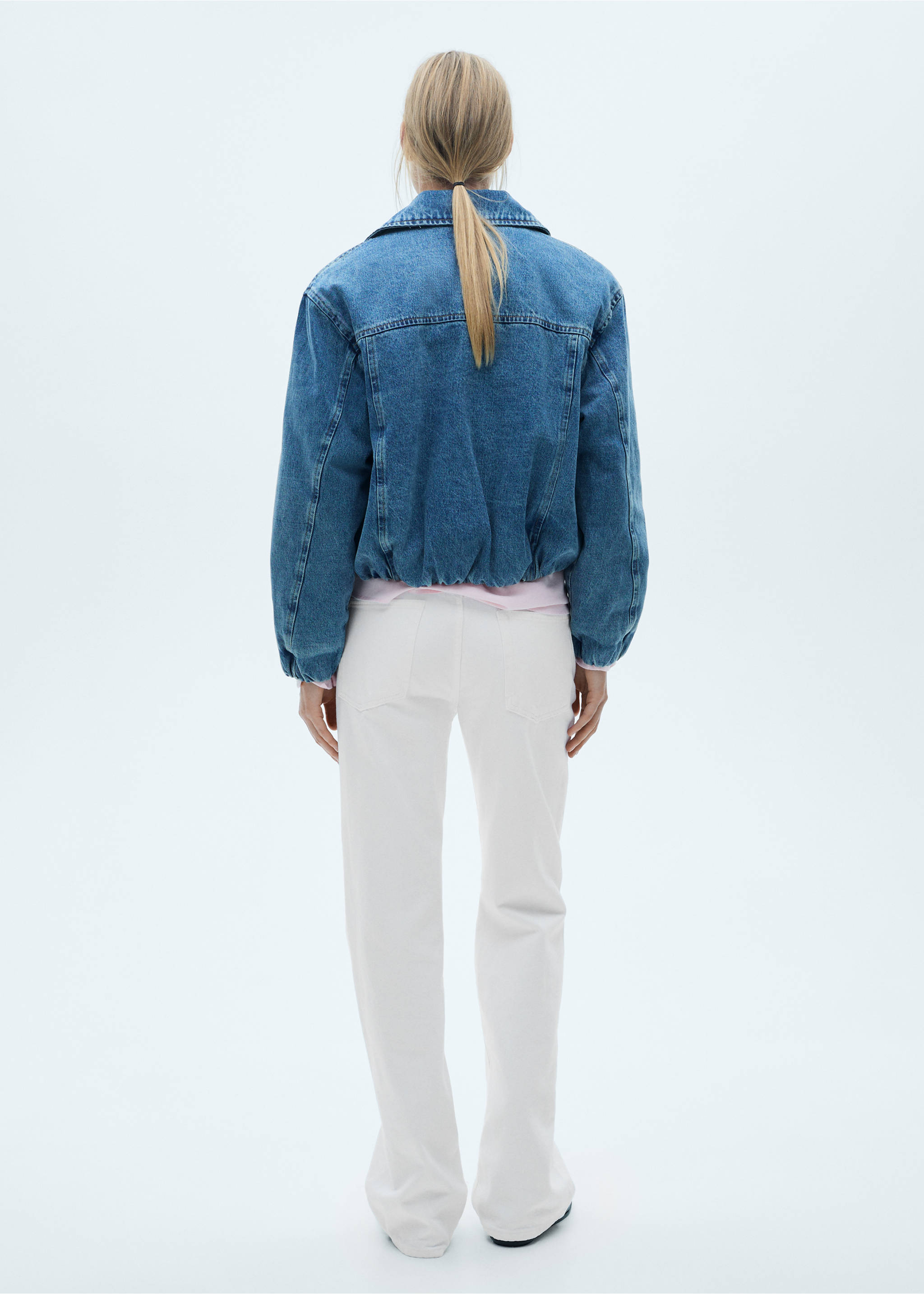 Mid-rise straight jeans - Reverse of the article, White. Ref: 77010358-00.