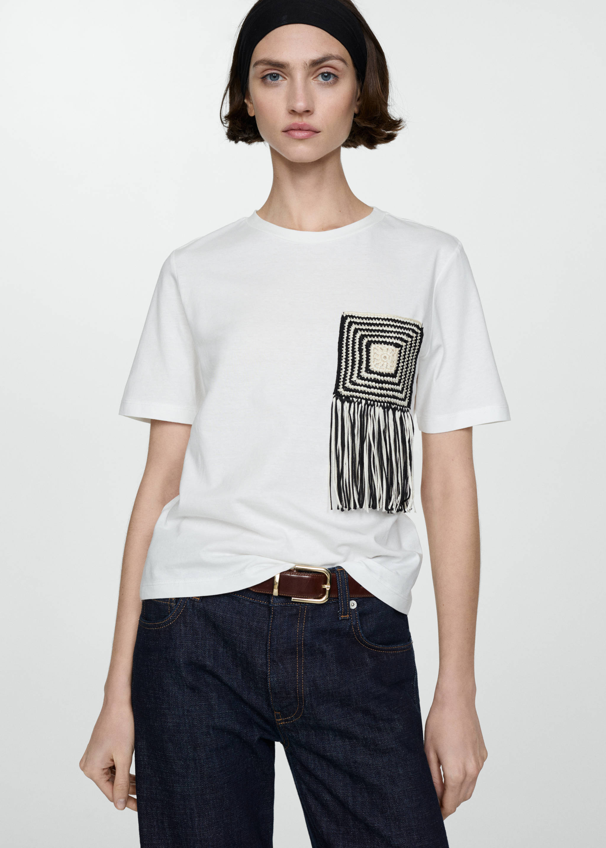 Crochet detail T-shirt - Medium plane