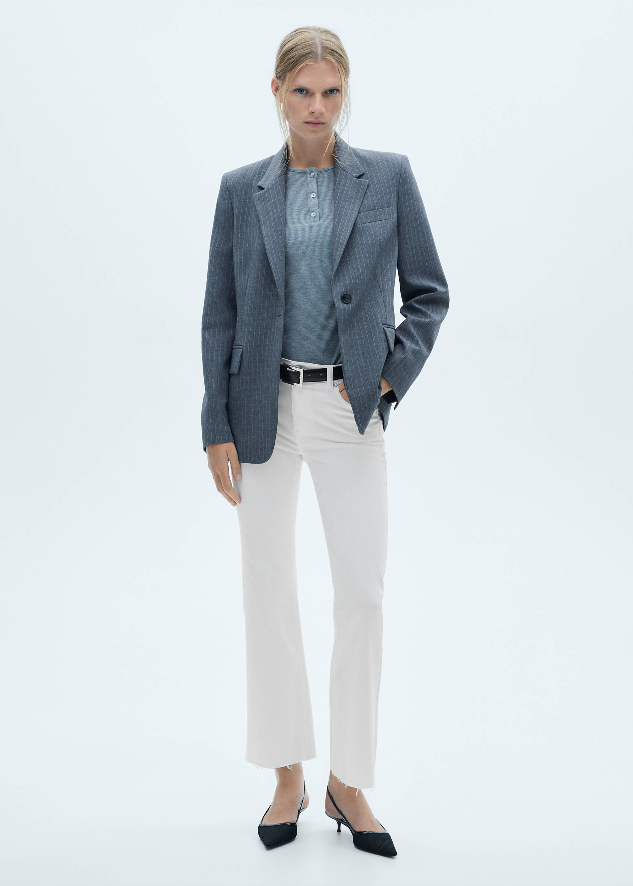 Flared-Crop-Jeans Sienna - Allgemeine Ansicht, Weiß. Ref: 77010360-00.