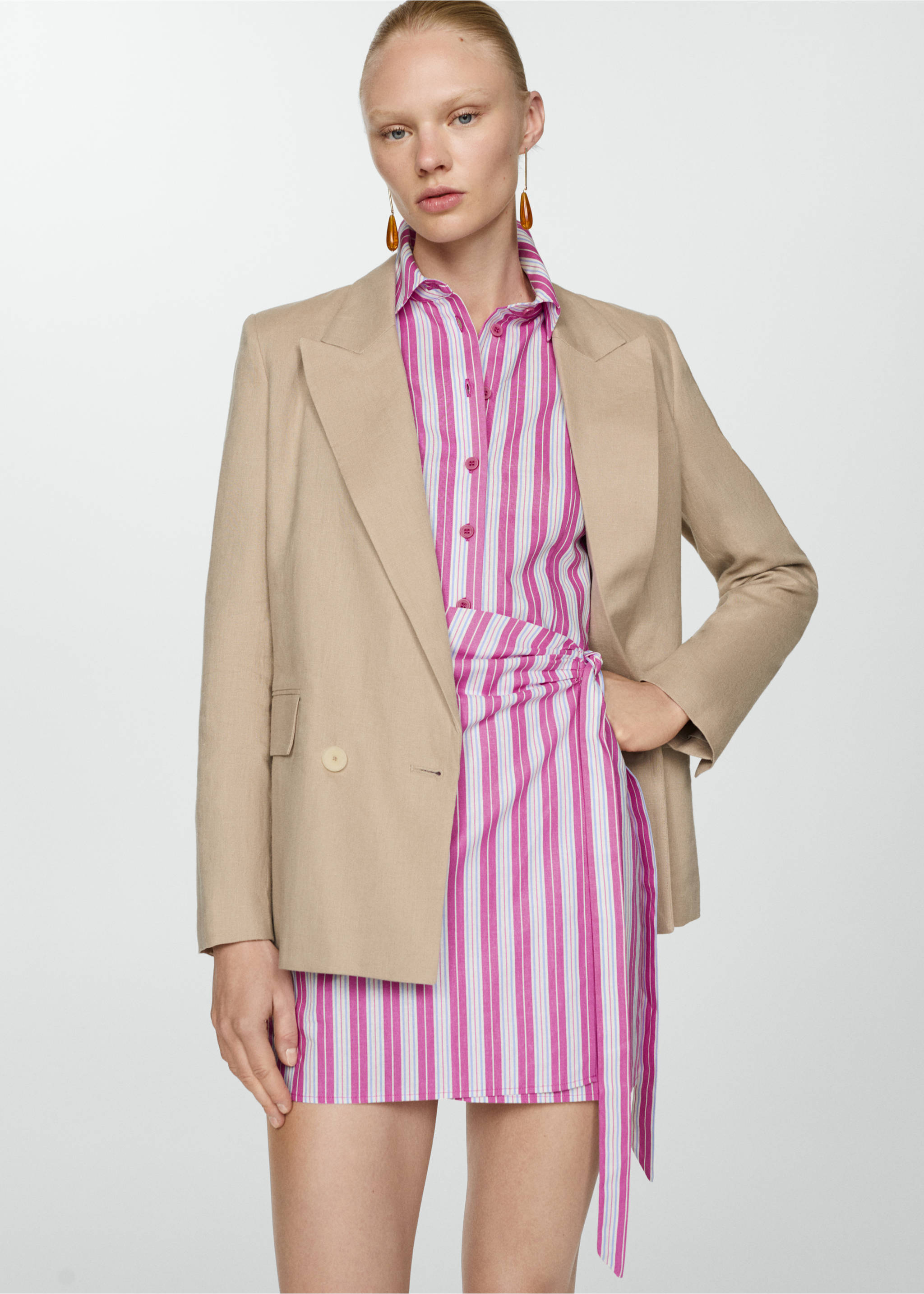 Hemdkleid in Wickel-Optik - Mittlere Ansicht, Rosa. Ref: 77010363-00.