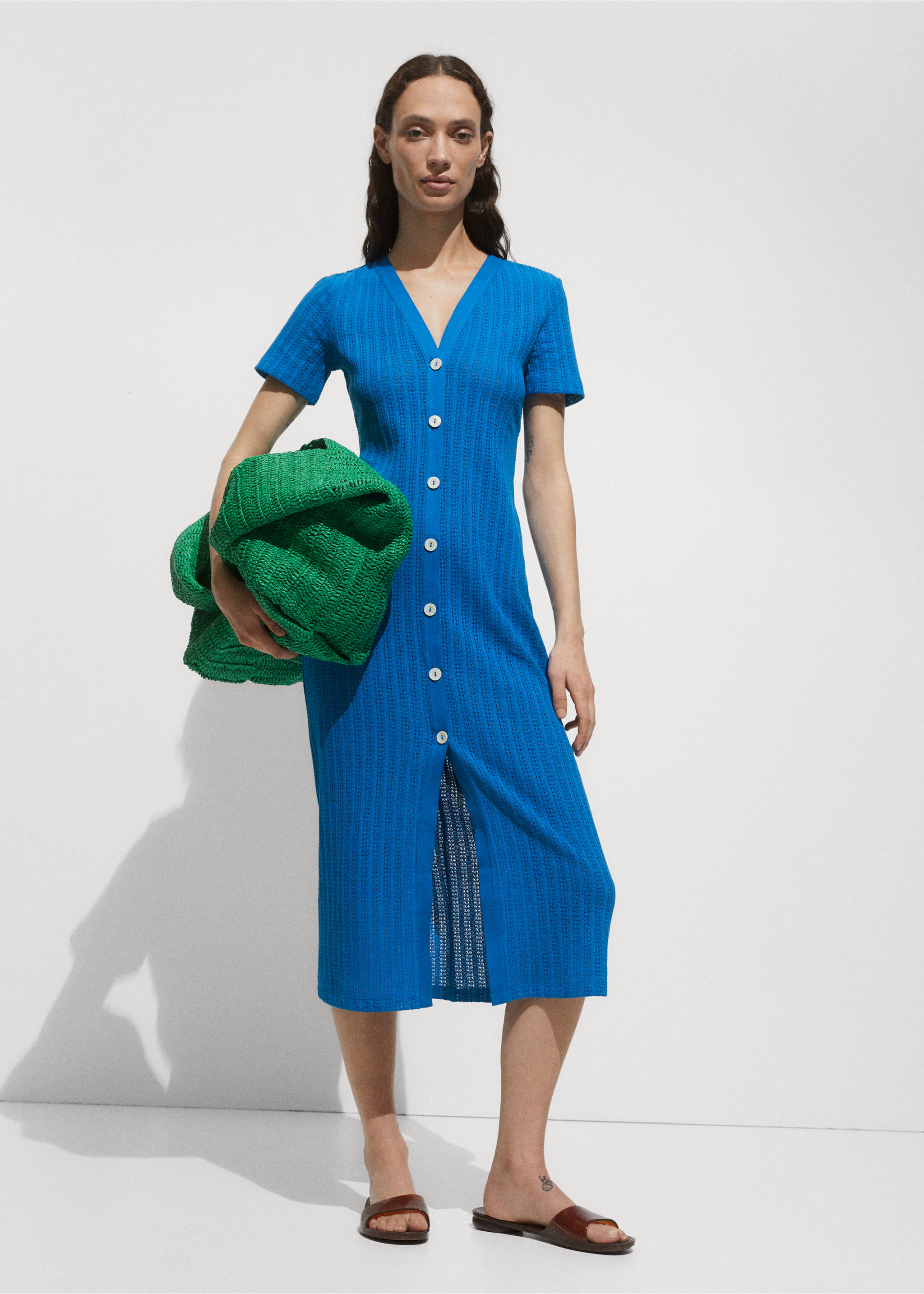 Button crochet dress - General plane, Blue. Ref: 77010366-00.