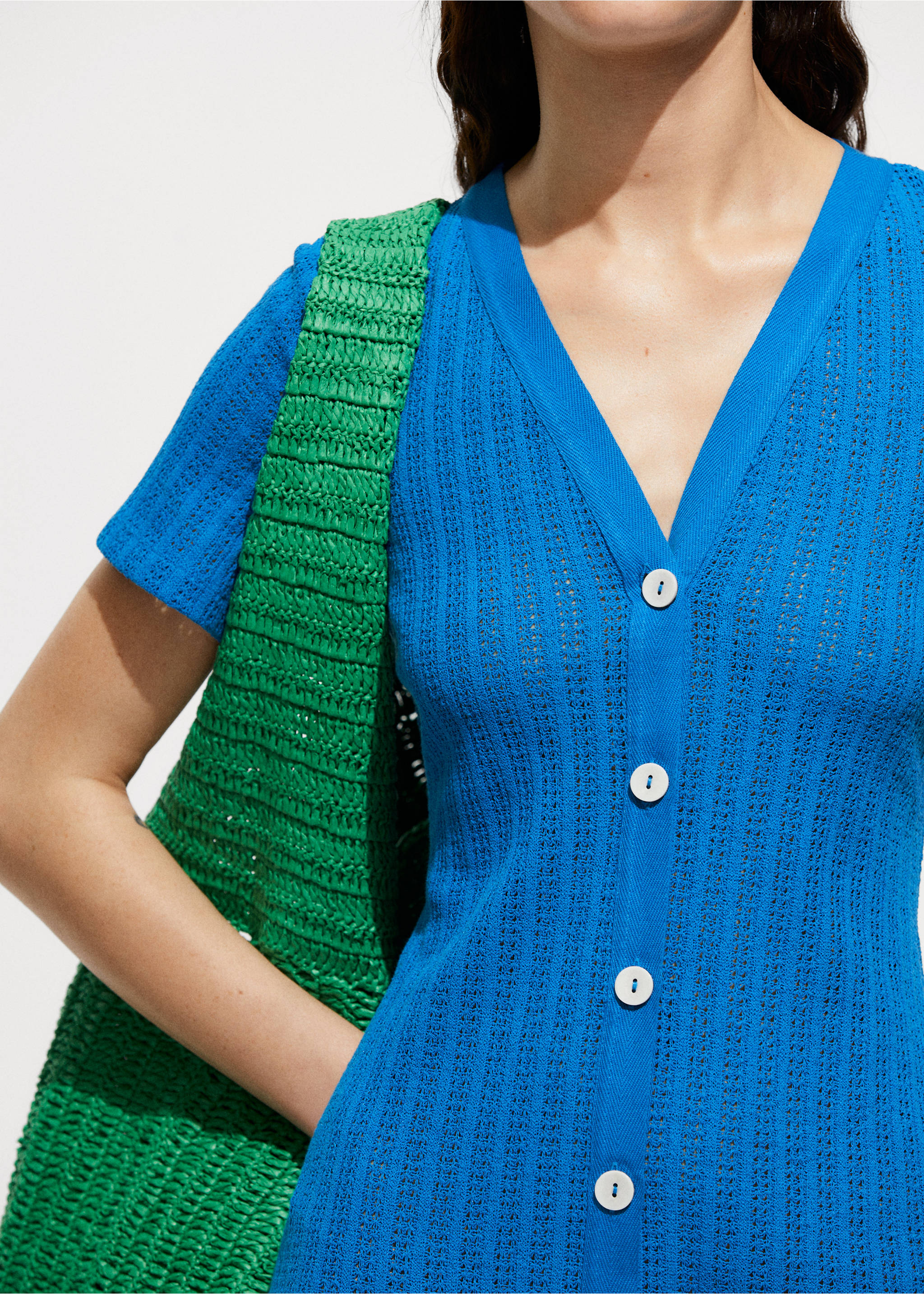 Button crochet dress - Medium plane, Blue. Ref: 77010366-00.