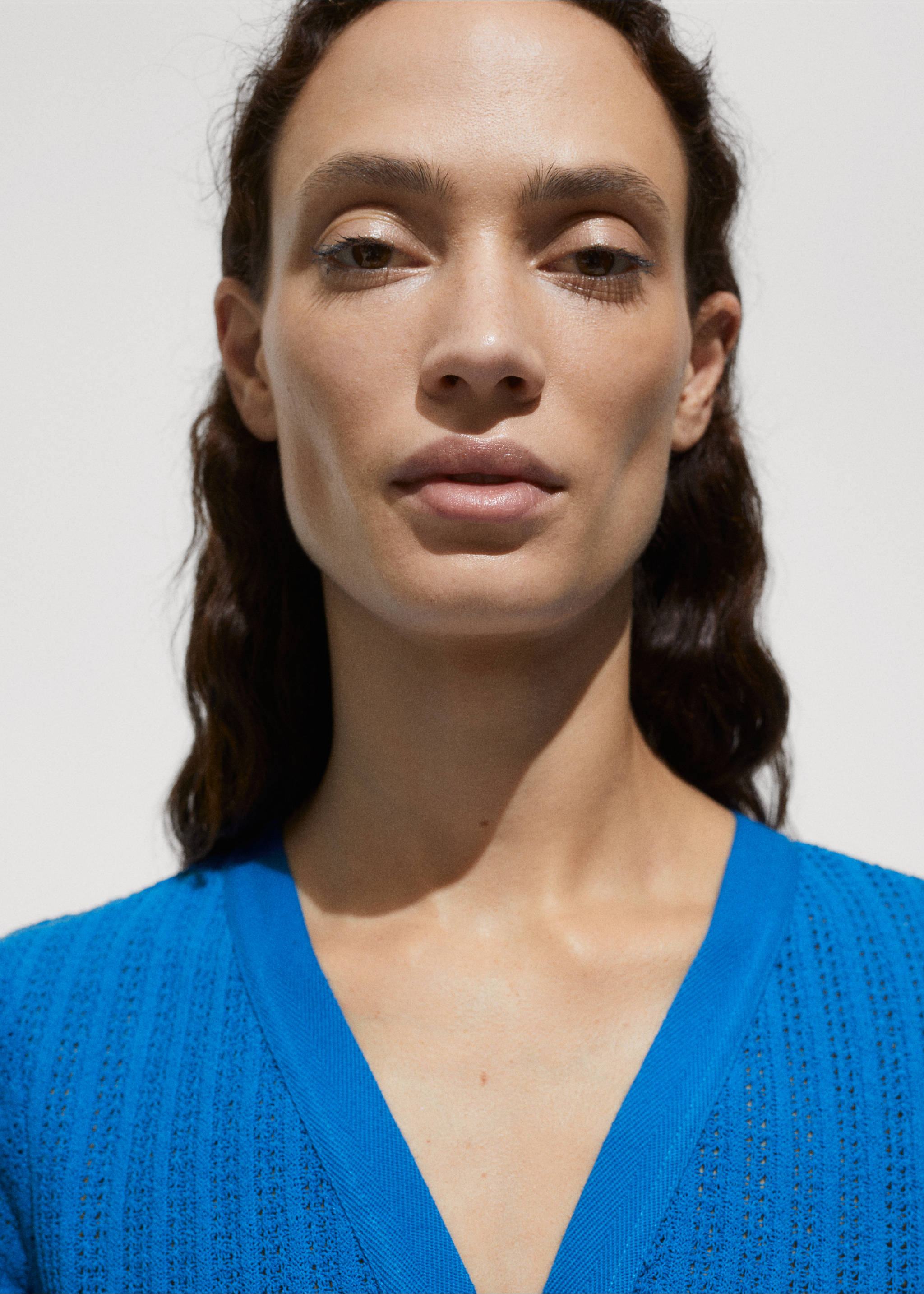 Button crochet dress - Details of the article 1, Blue. Ref: 77010366-00.