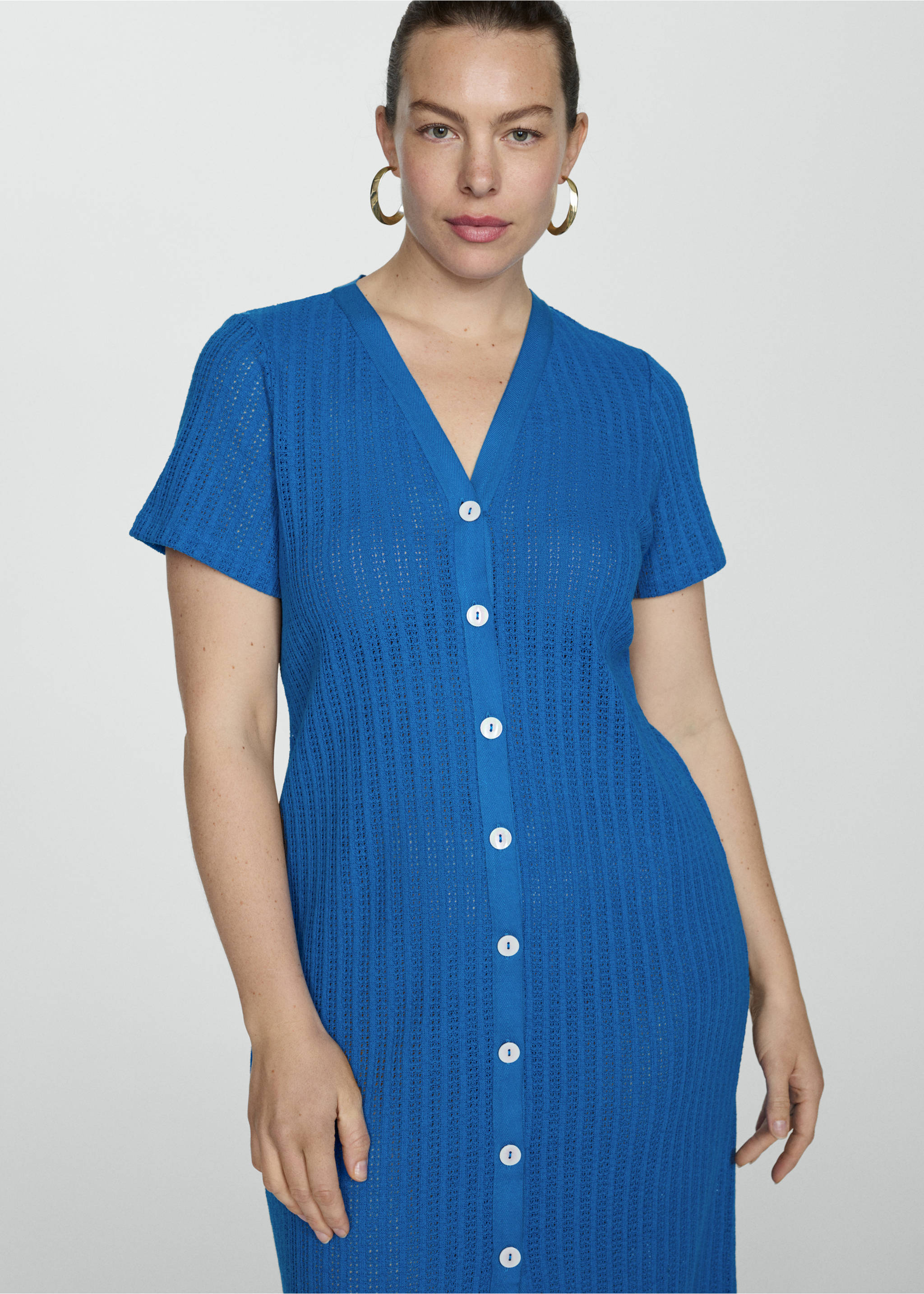 Button crochet dress - Details of the article 5, Blue. Ref: 77010366-00.