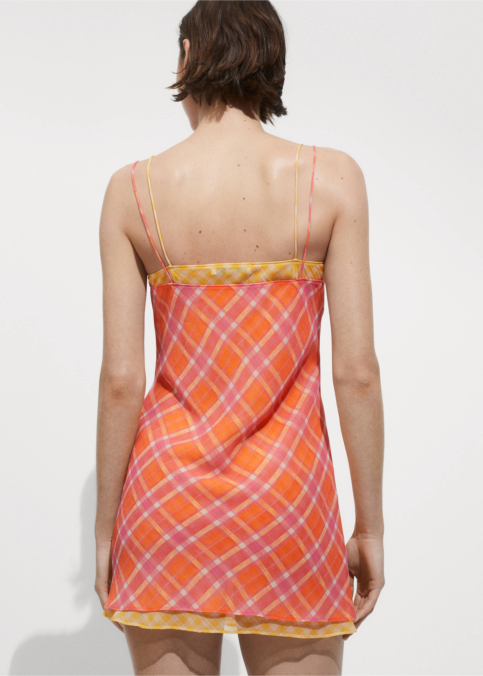 Contrasting print dress - Reverse of the article, Orange. Ref: 77010385-00.