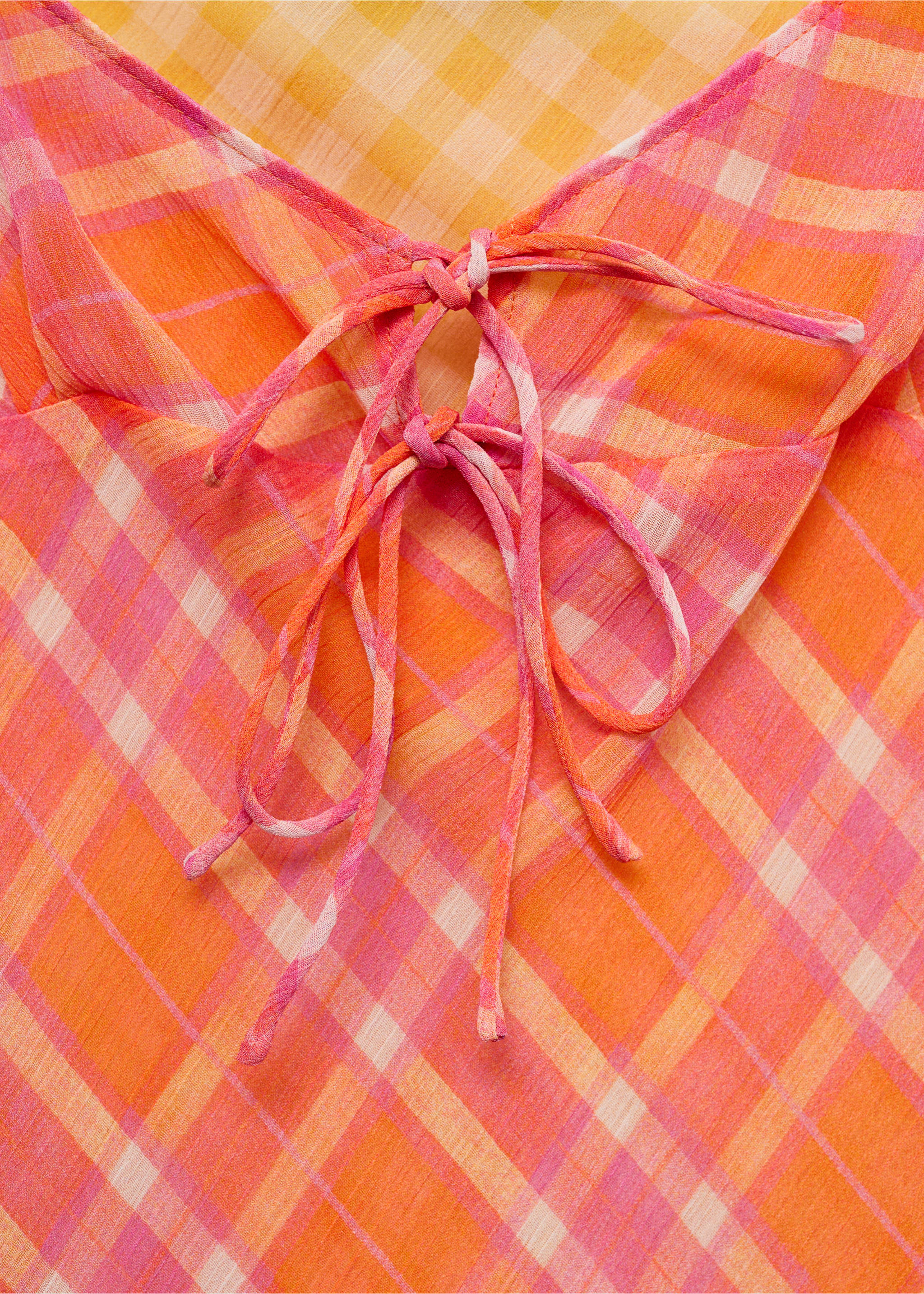 Contrasting print dress - Details of the article 8, Orange. Ref: 77010385-00.