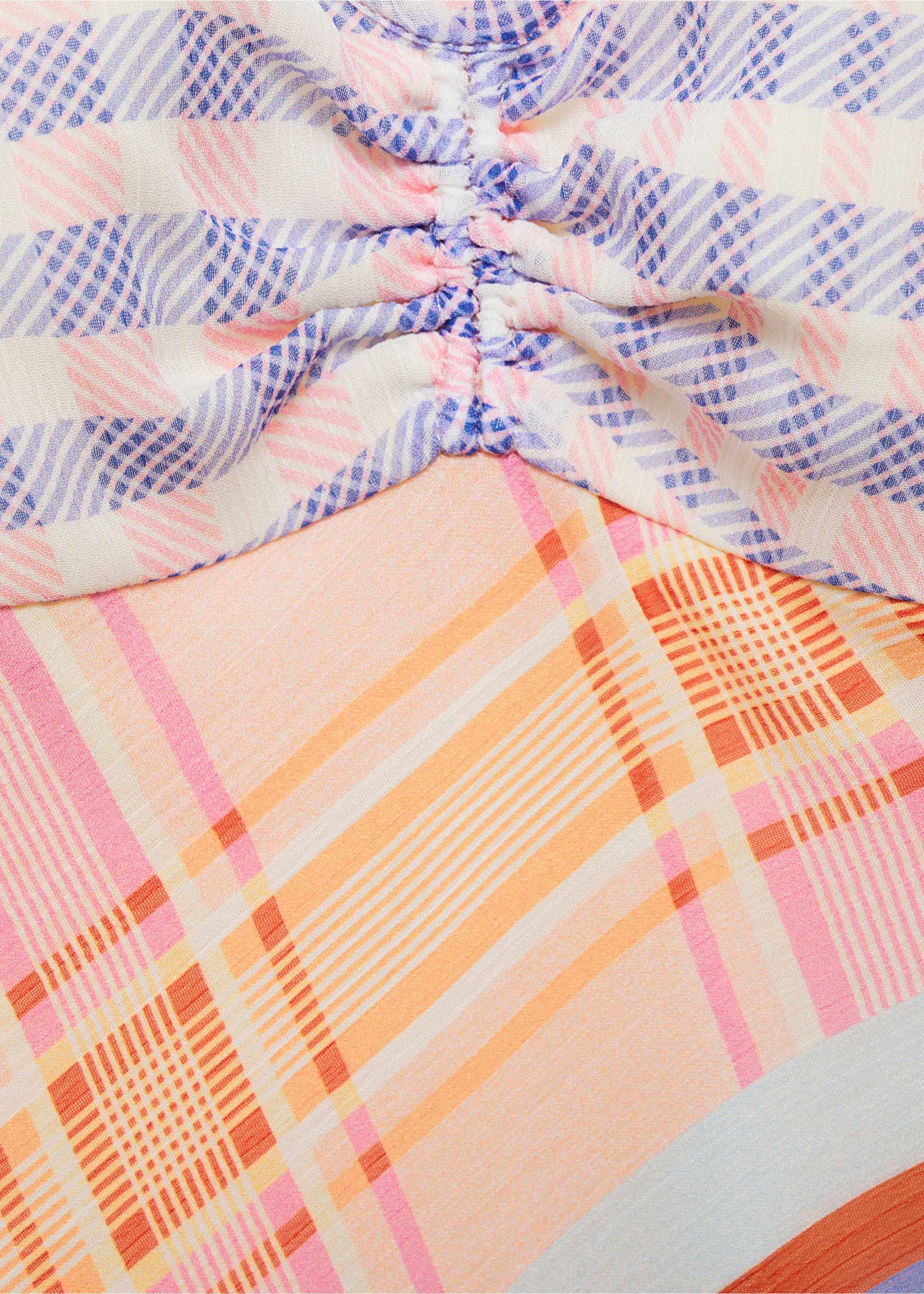 Printed strap dress - Details of the article 8, Ecru. Ref: 77010387-00.