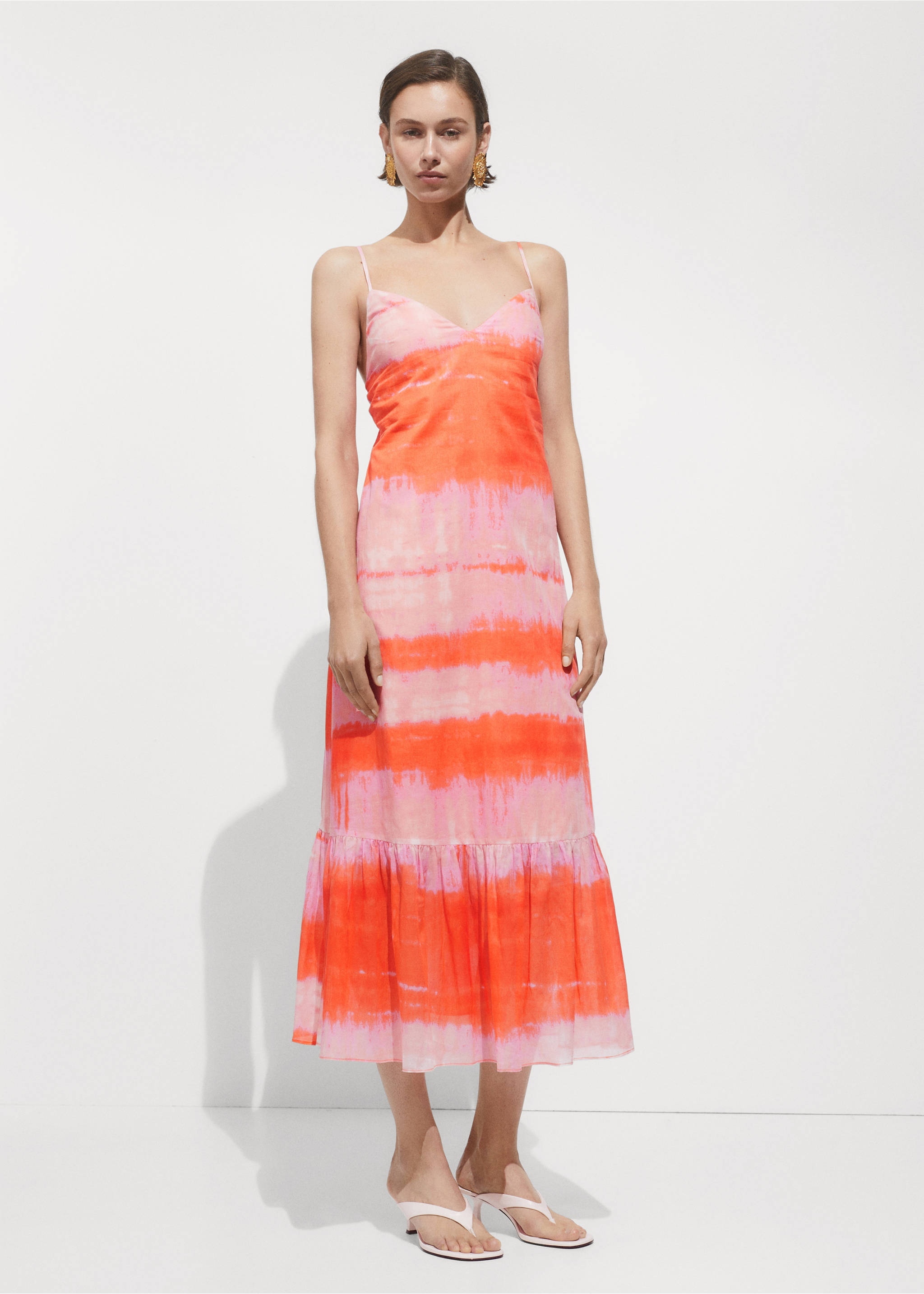 Printed ruffle dress - General plane, Orange. Ref: 77010389-00.