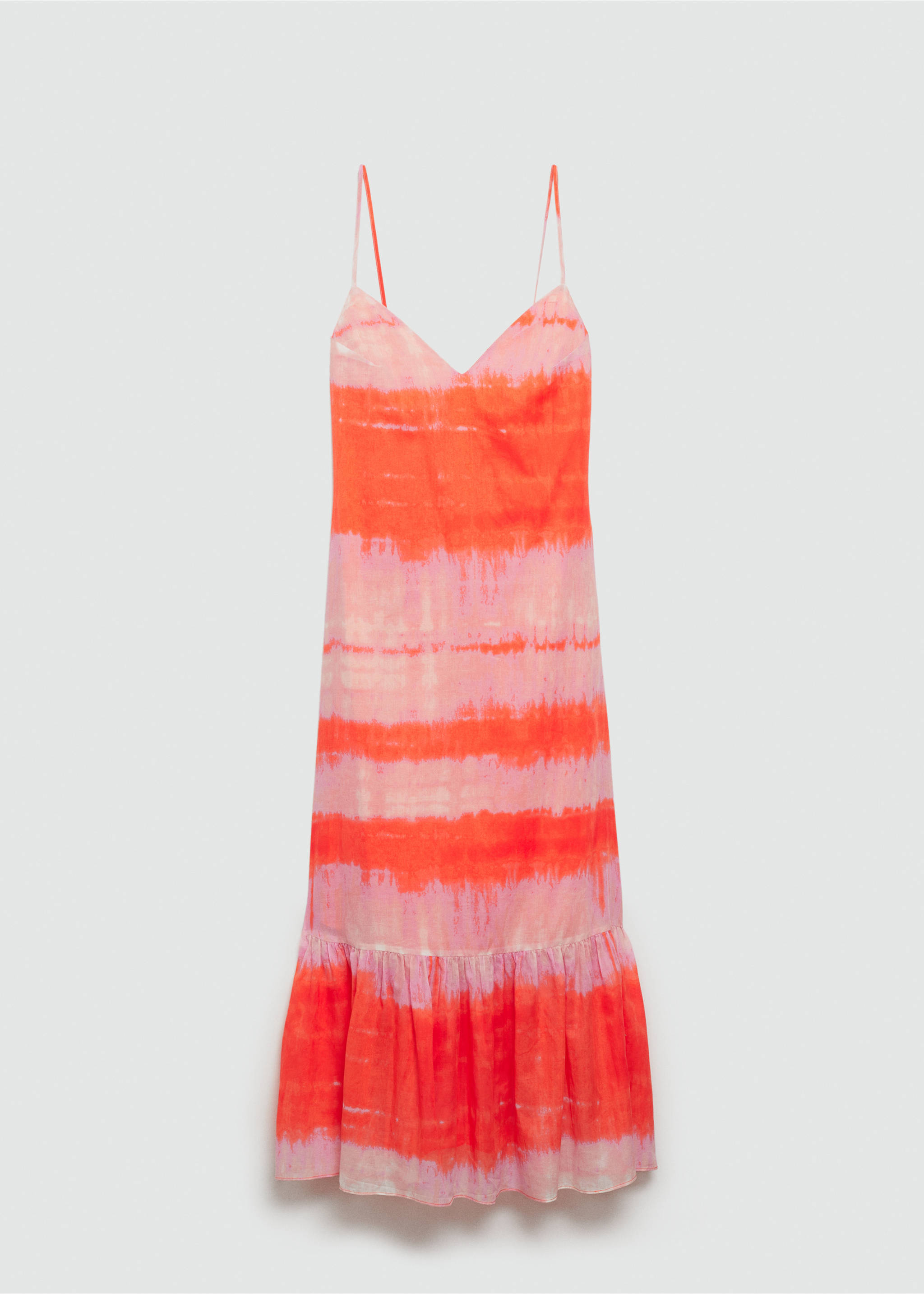 Printed ruffle dress - Article without model, Orange. Ref: 77010389-00.
