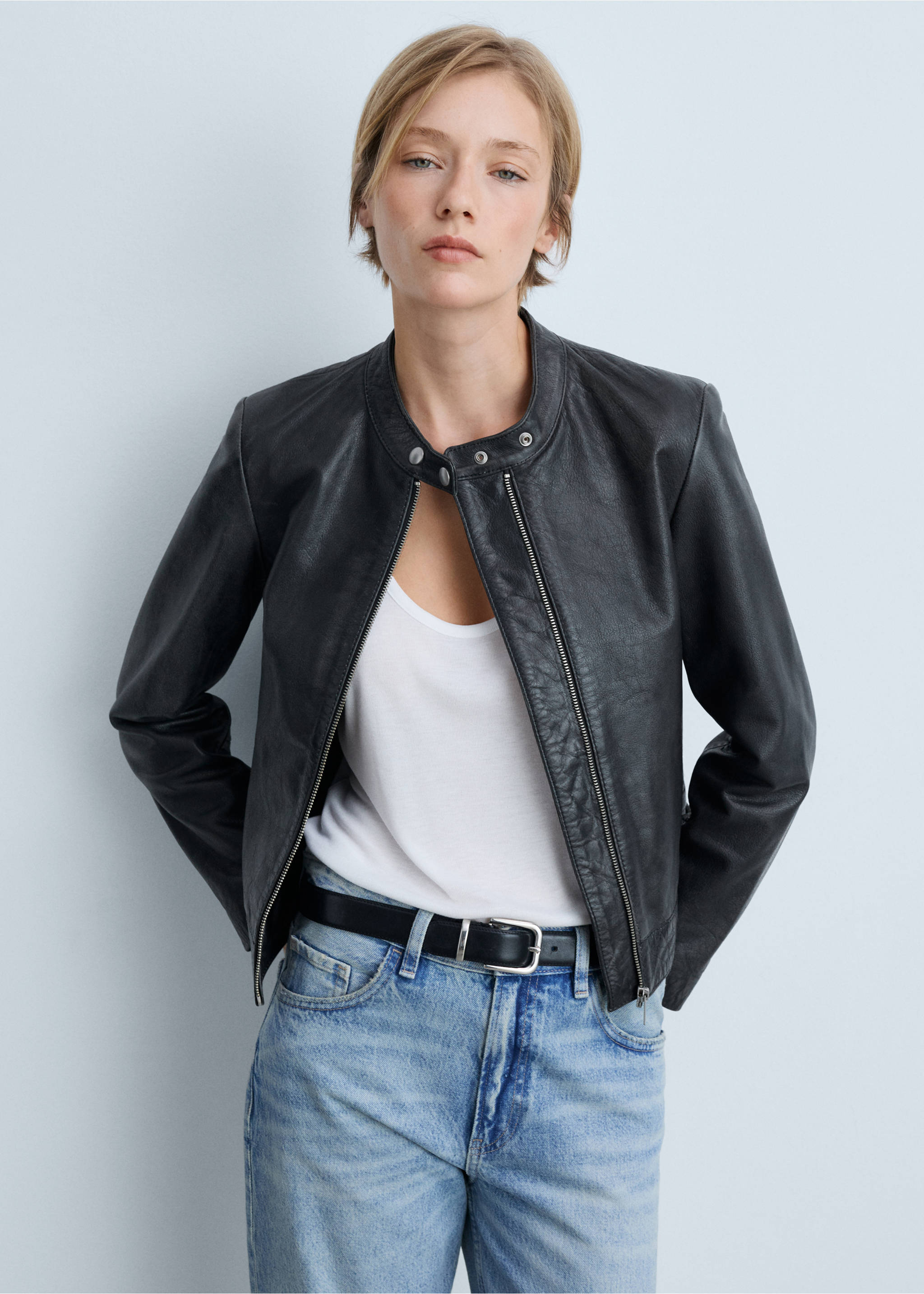 100% leren jack - Middenvlak, Zwart. Ref: 77010390-00.