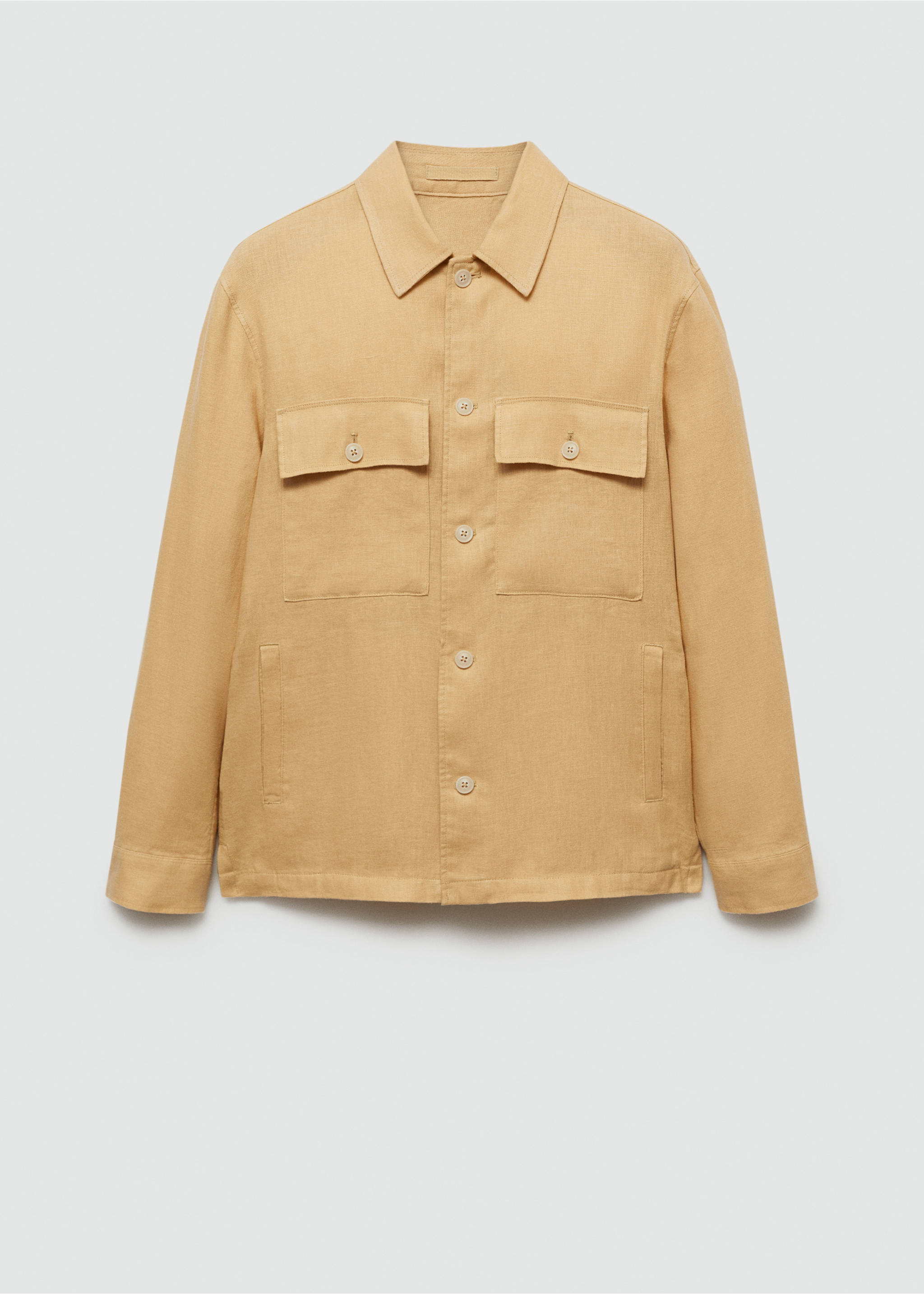 Sobrecamisa 100% lli butxaques - Article sense model, Groc pastel. Ref: 77010568-00.