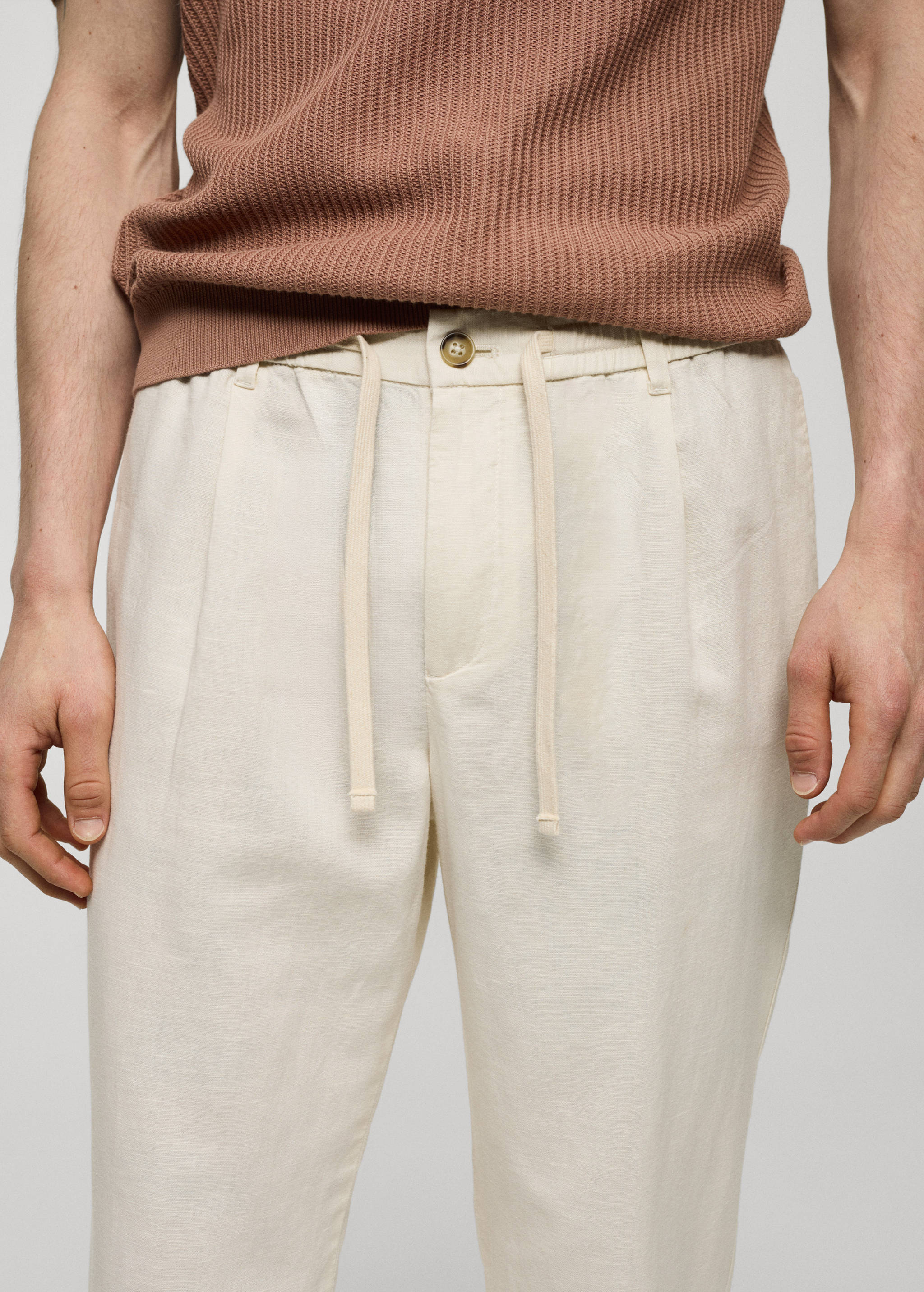 Slim-fit trousers with drawstring - Details of the article 1