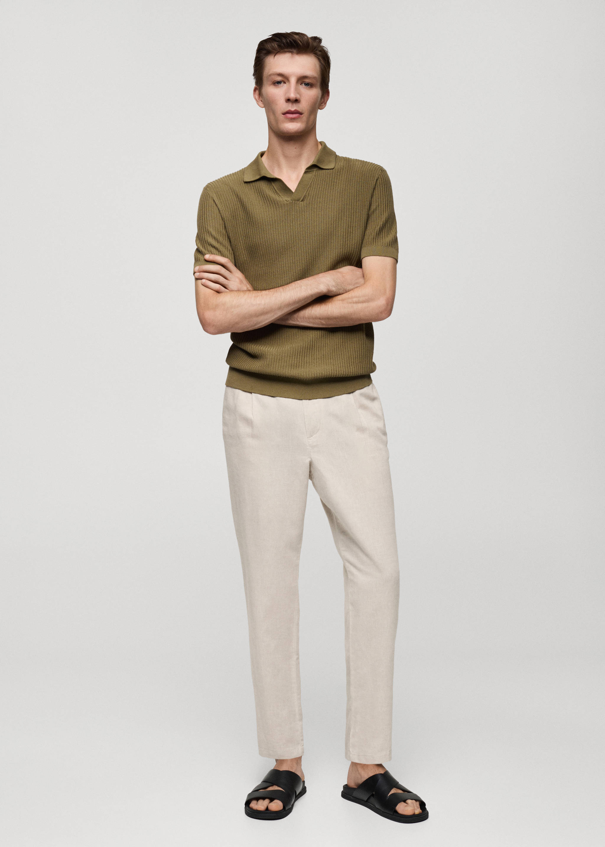 Slim-fit trousers with drawstring - General plane
