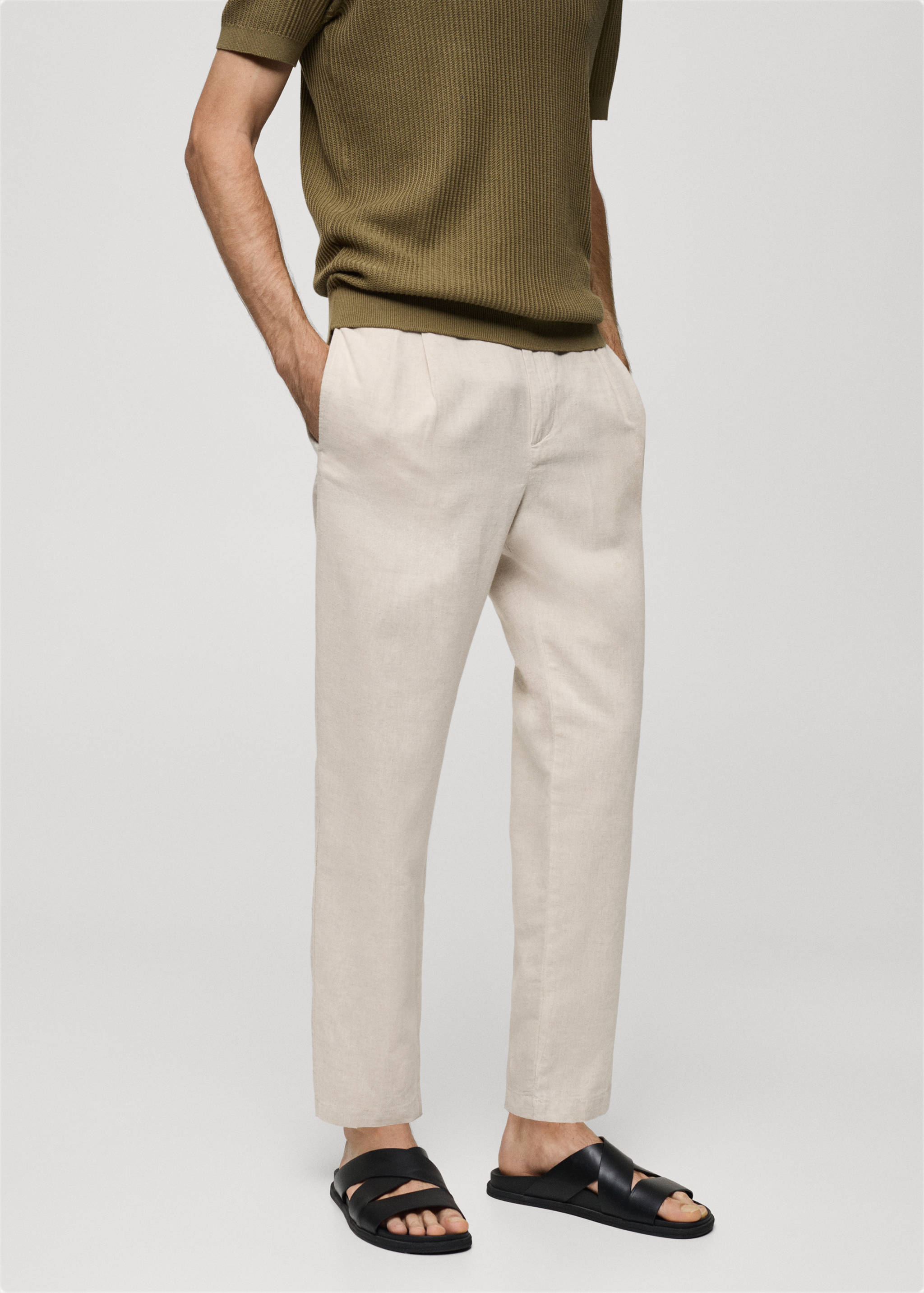 Slim-fit trousers with drawstring - Medium plane