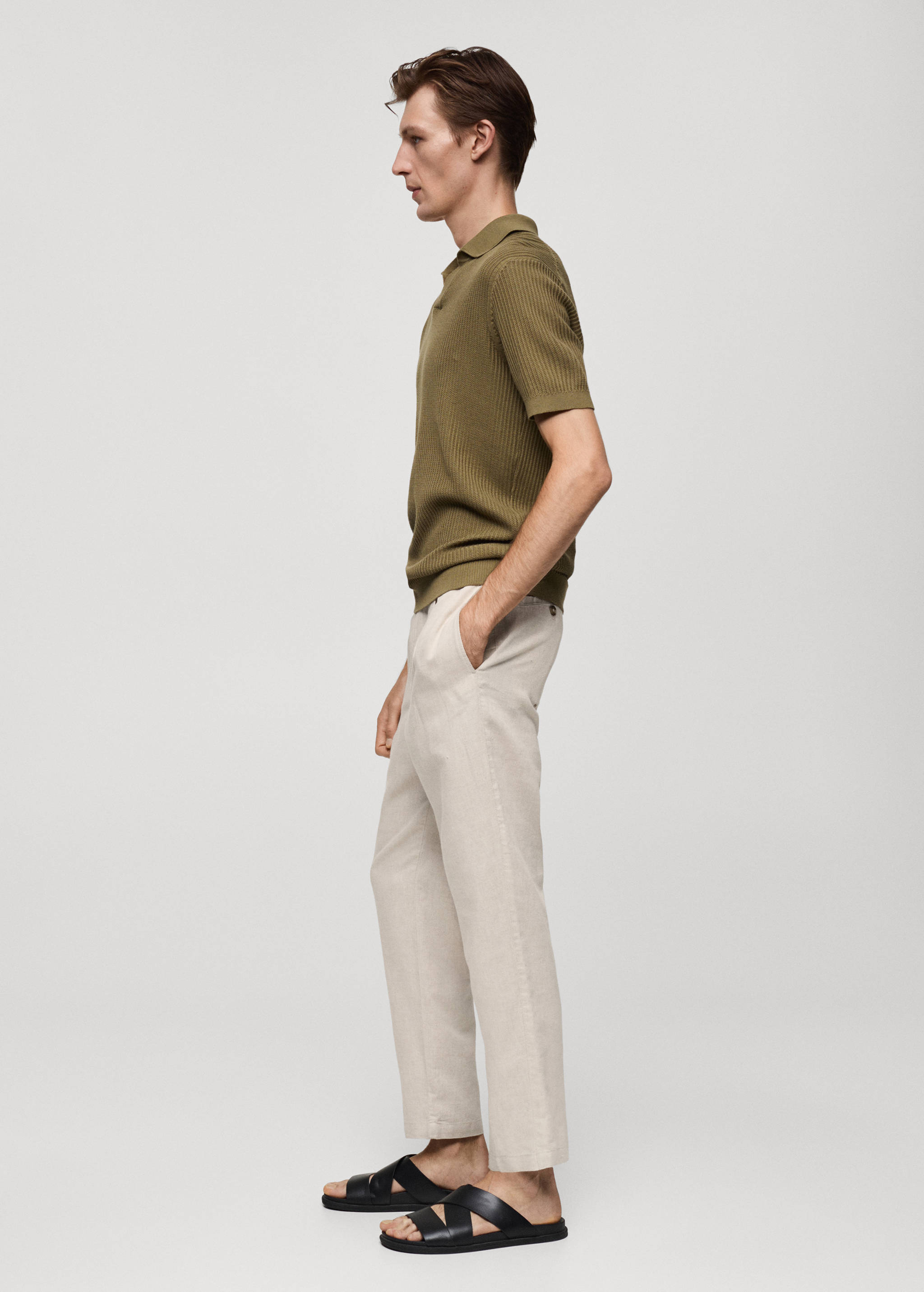 Slim-fit trousers with drawstring - Details of the article 2