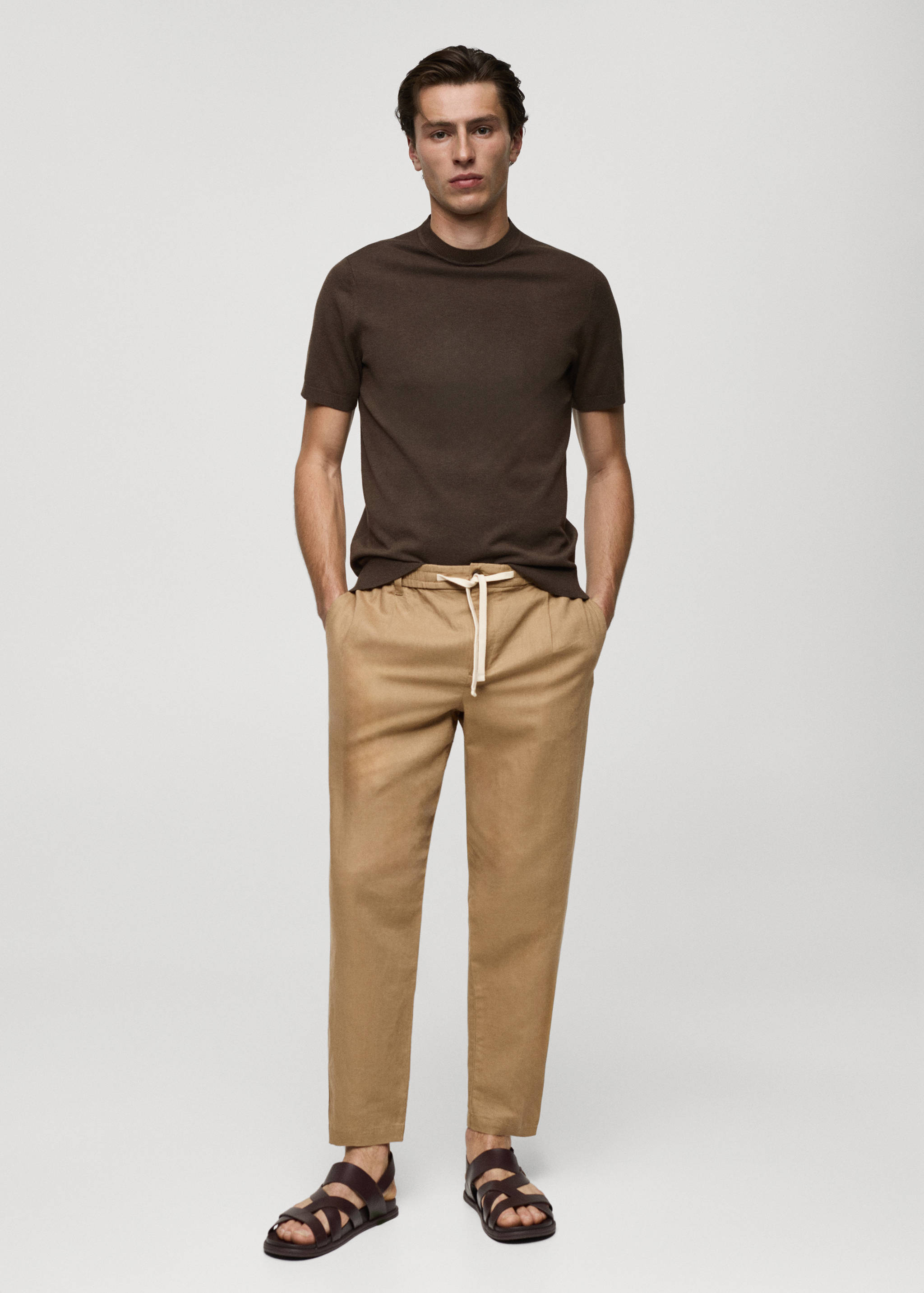 Slim-fit trousers with drawstring - General plane