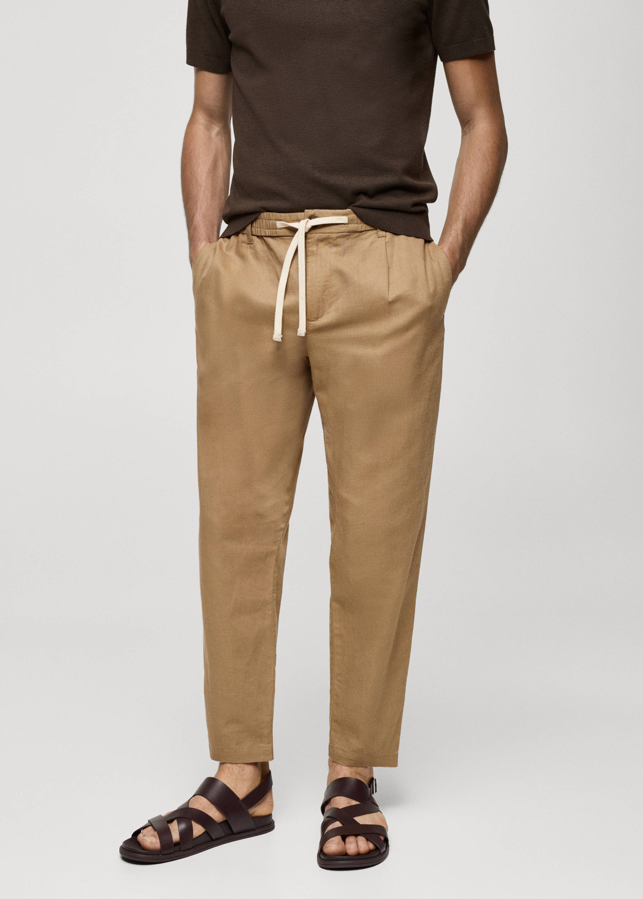Slim-fit trousers with drawstring - Medium plane