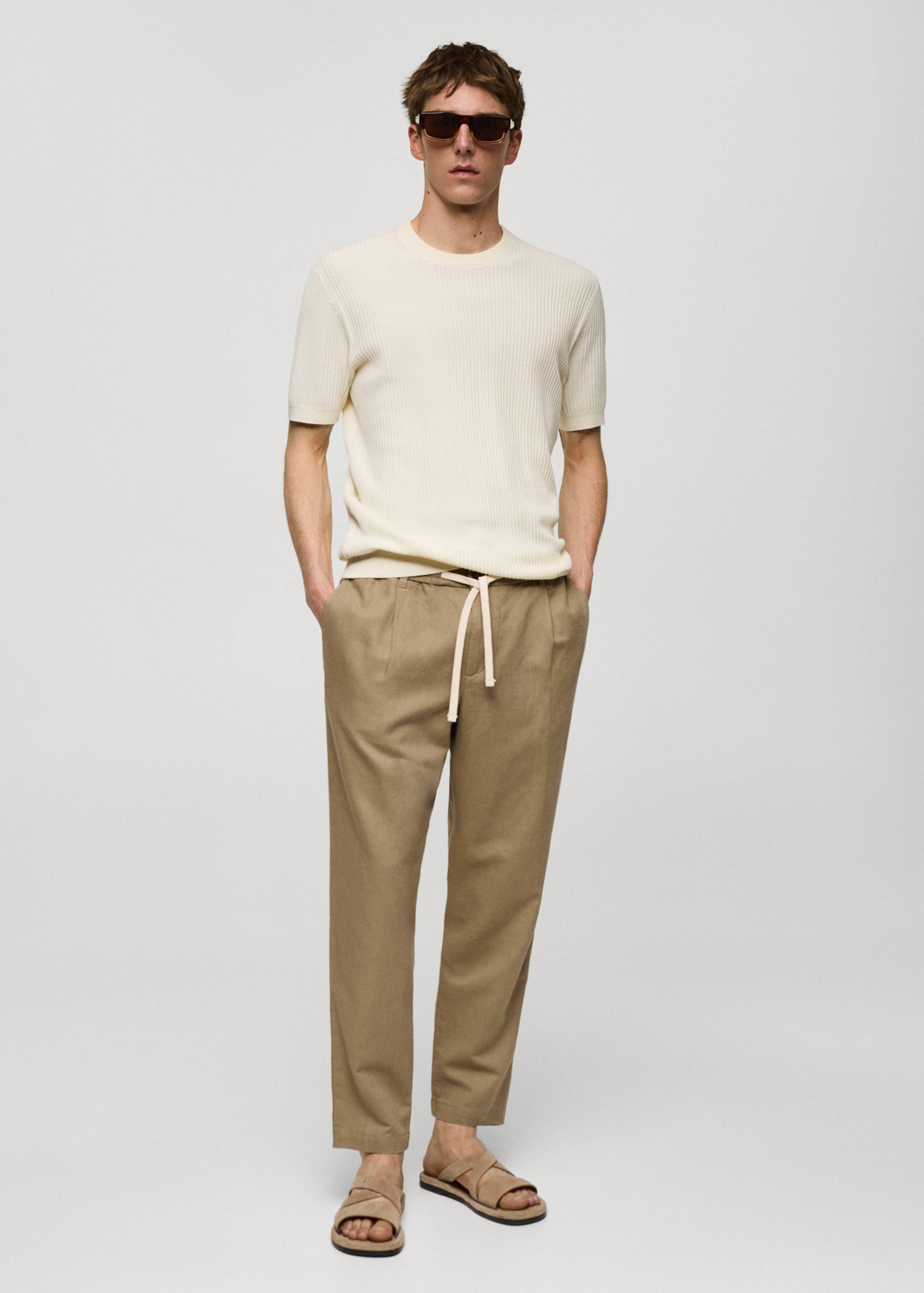 Slim-fit trousers with drawstring - General plane