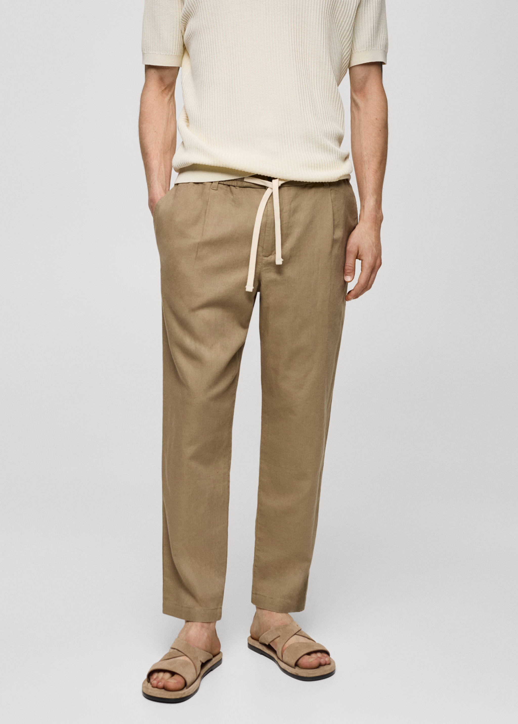 Slim-fit trousers with drawstring - Medium plane