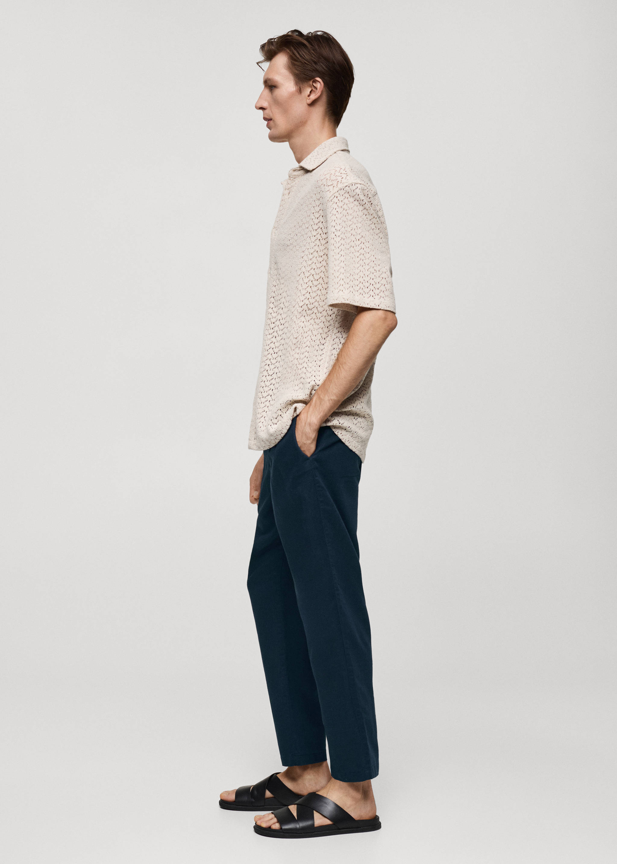 Slim-fit trousers with drawstring - Details of the article 2