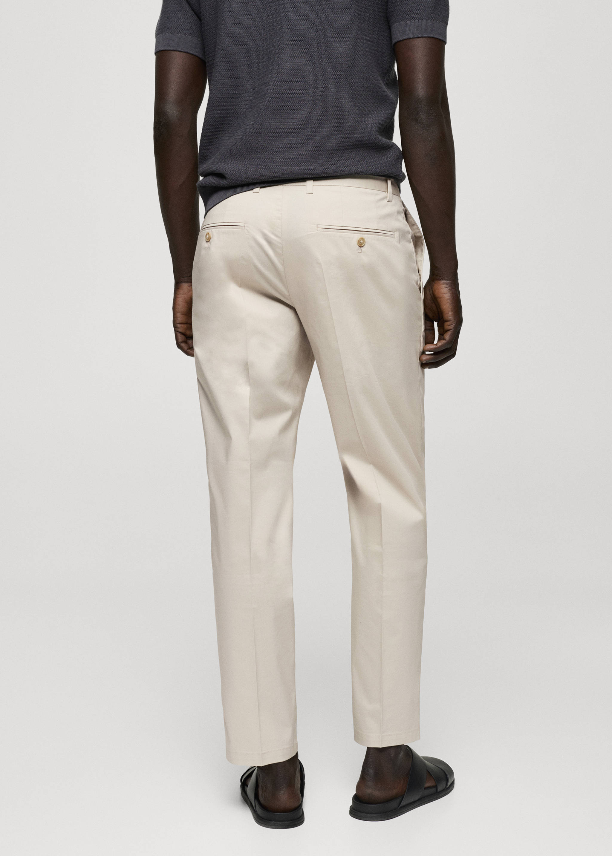 Slim-fit cotton pleated trousers - Reverse of the article