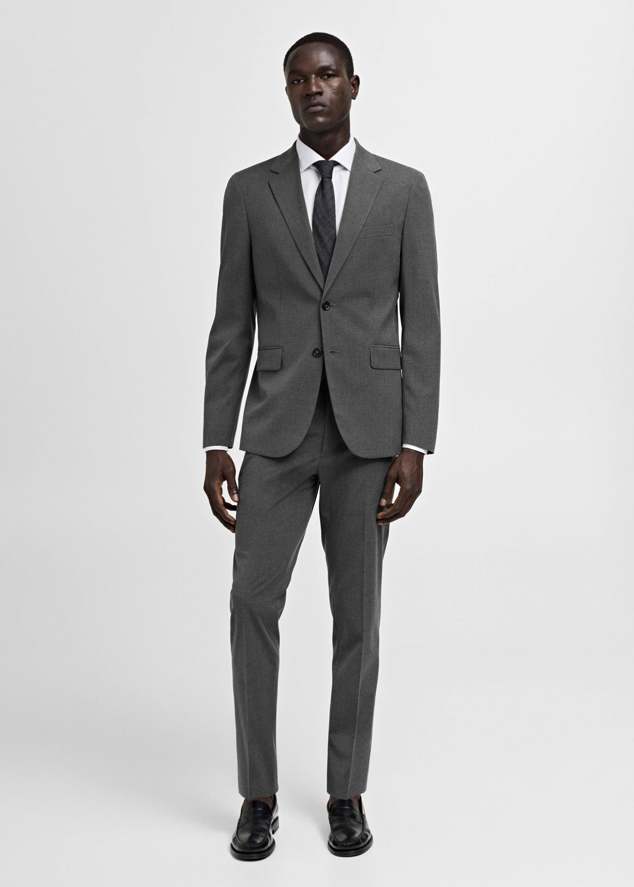 Stretch-fabric slim-fit suit trousers - General plane