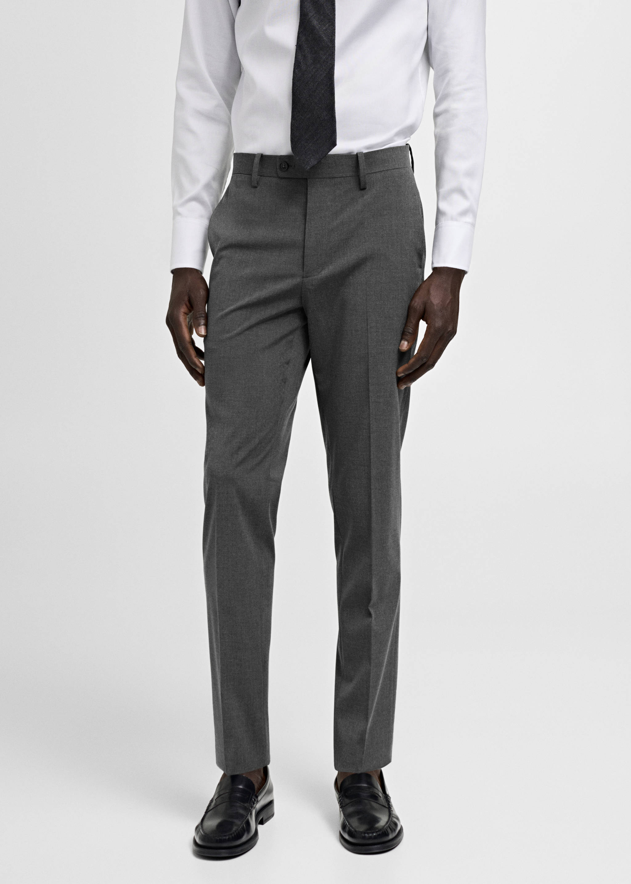 Stretch-fabric slim-fit suit trousers - Medium plane