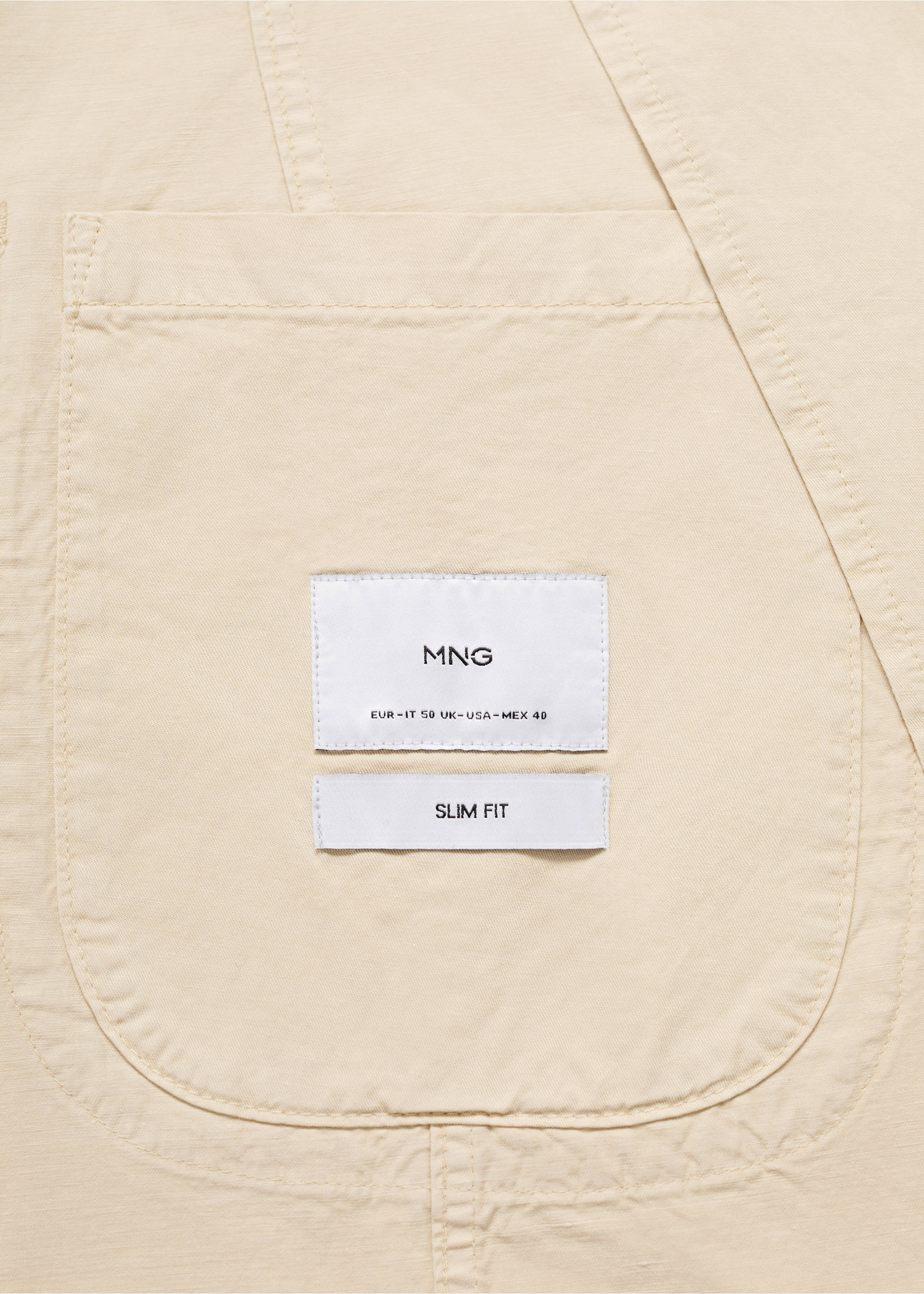 Americana lino algodón efecto lavado - Detalle del artículo 0, Beige. Ref: 77010575-00.