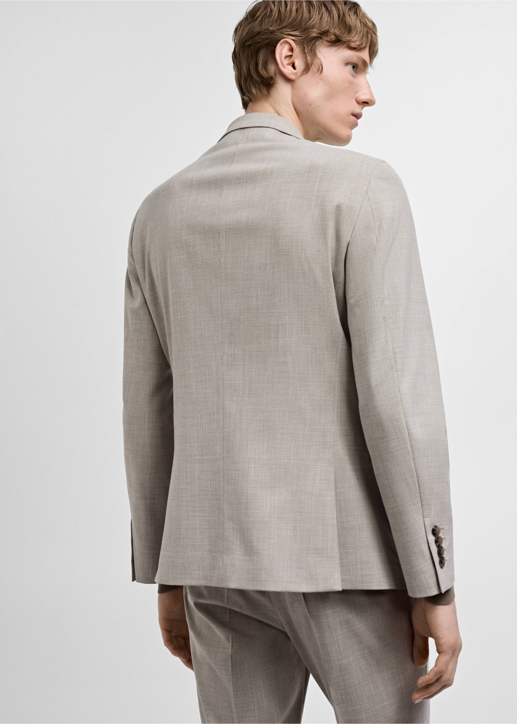 Super slim-fit suit jacket in stretch fabric - Reverse of the article, Light Heather Grey. Ref: 77010576-00.