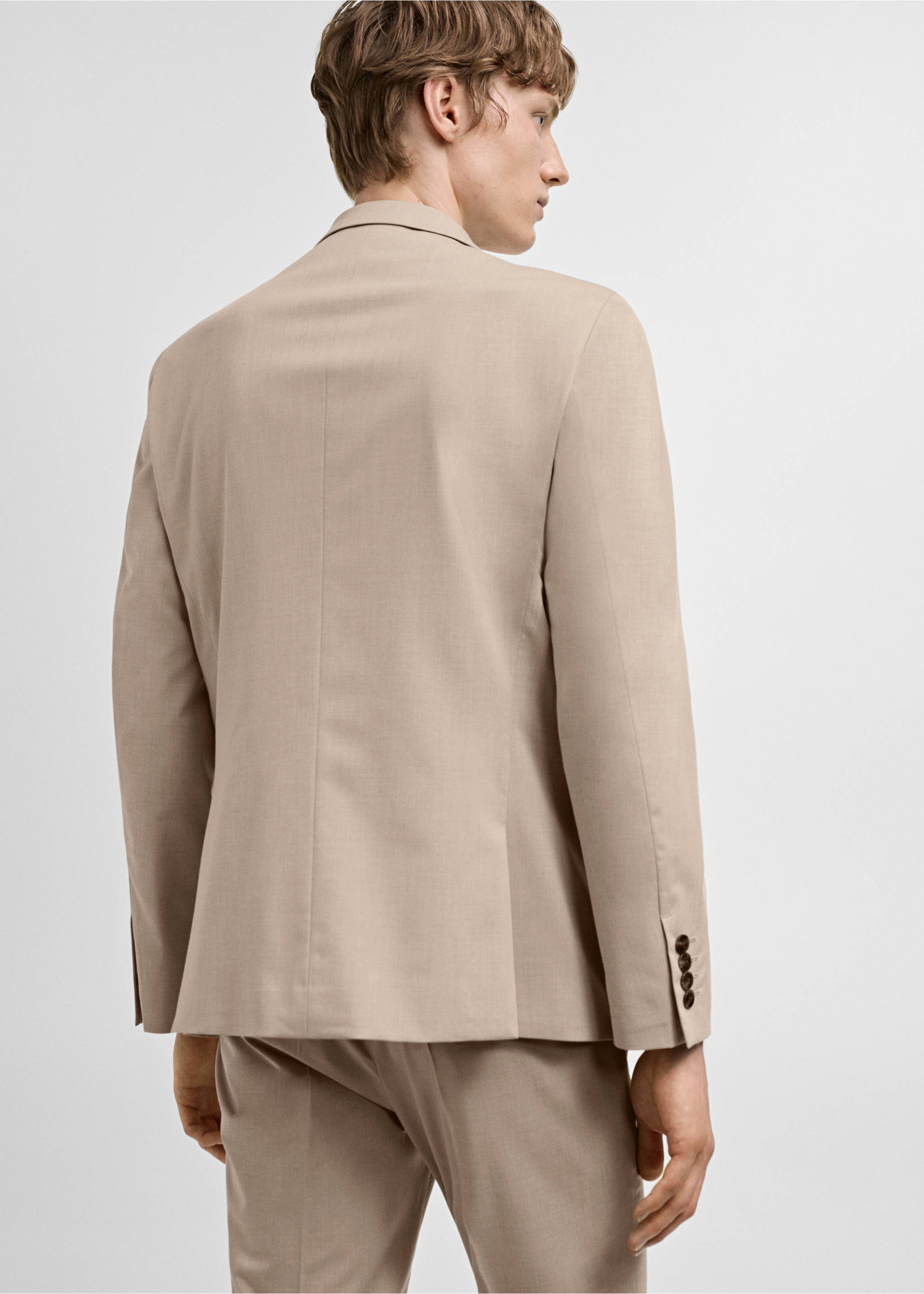 Kavaj super slim fit stretchmaterial - Artikelns baksida, Beige. Ref: 77010578-00.