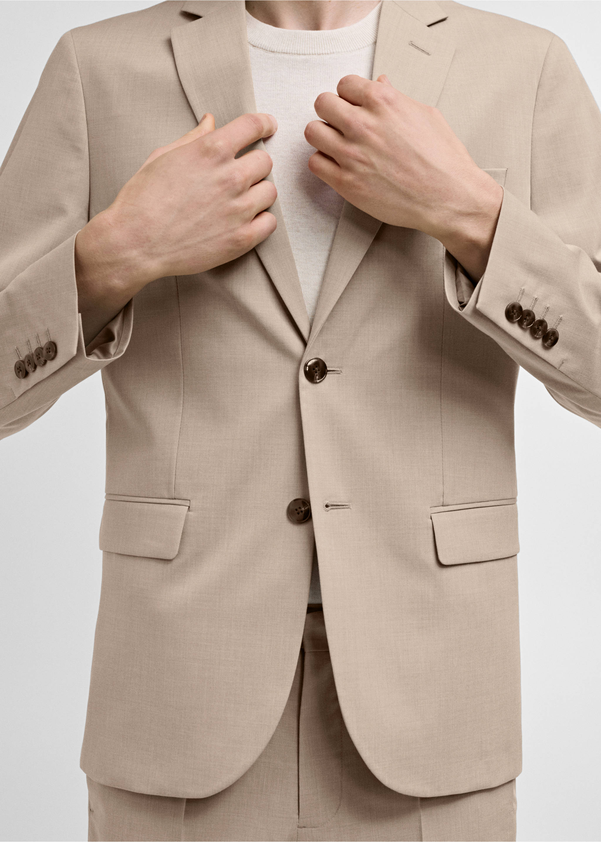 Kavaj super slim fit stretchmaterial - Detaljer om artikeln 3, Beige. Ref: 77010578-00.