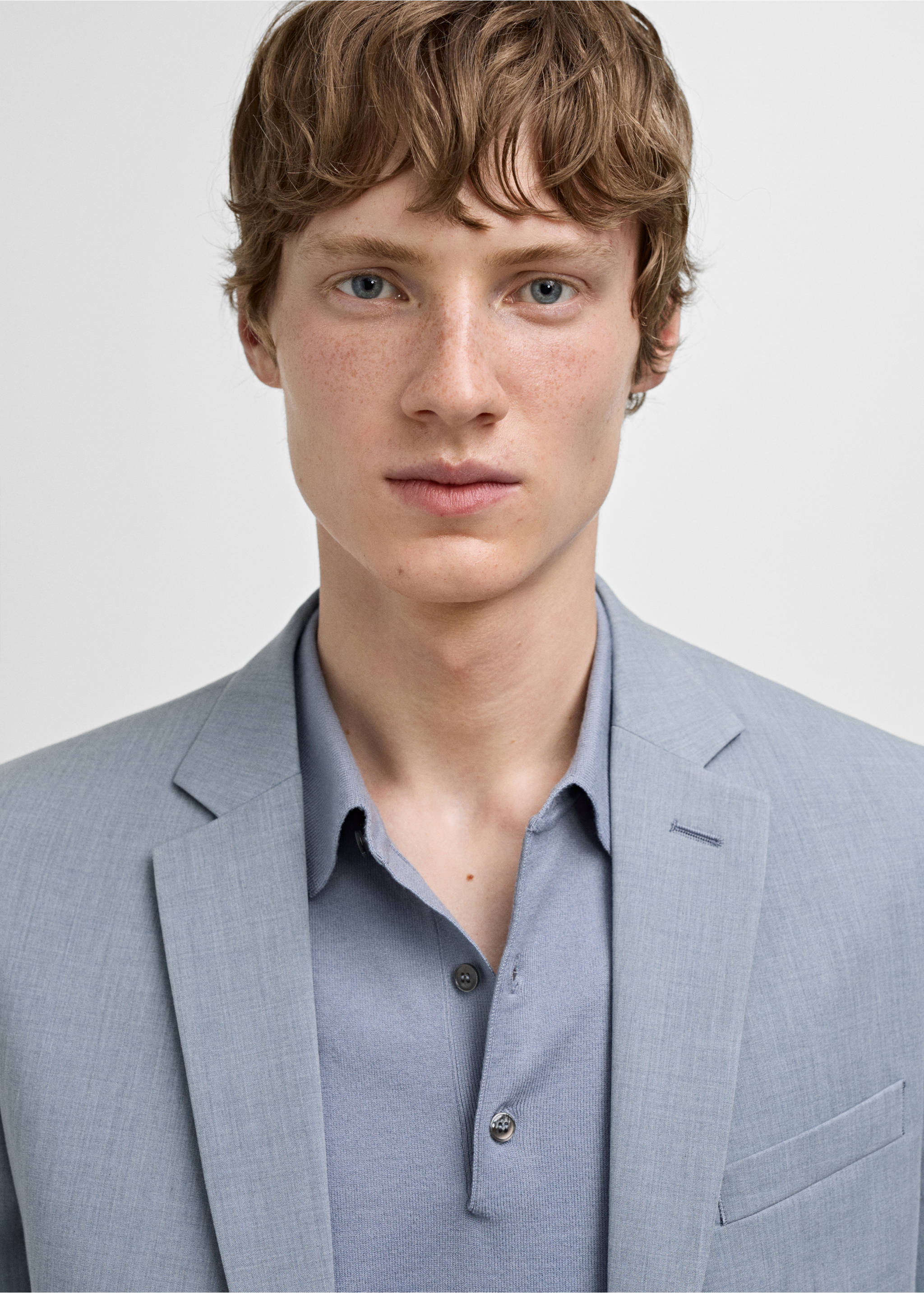 Super Slim Fit-Anzugsakko aus Stretchgewebe - Detail des Artikels 1, Himmelblau. Ref: 77010579-00.