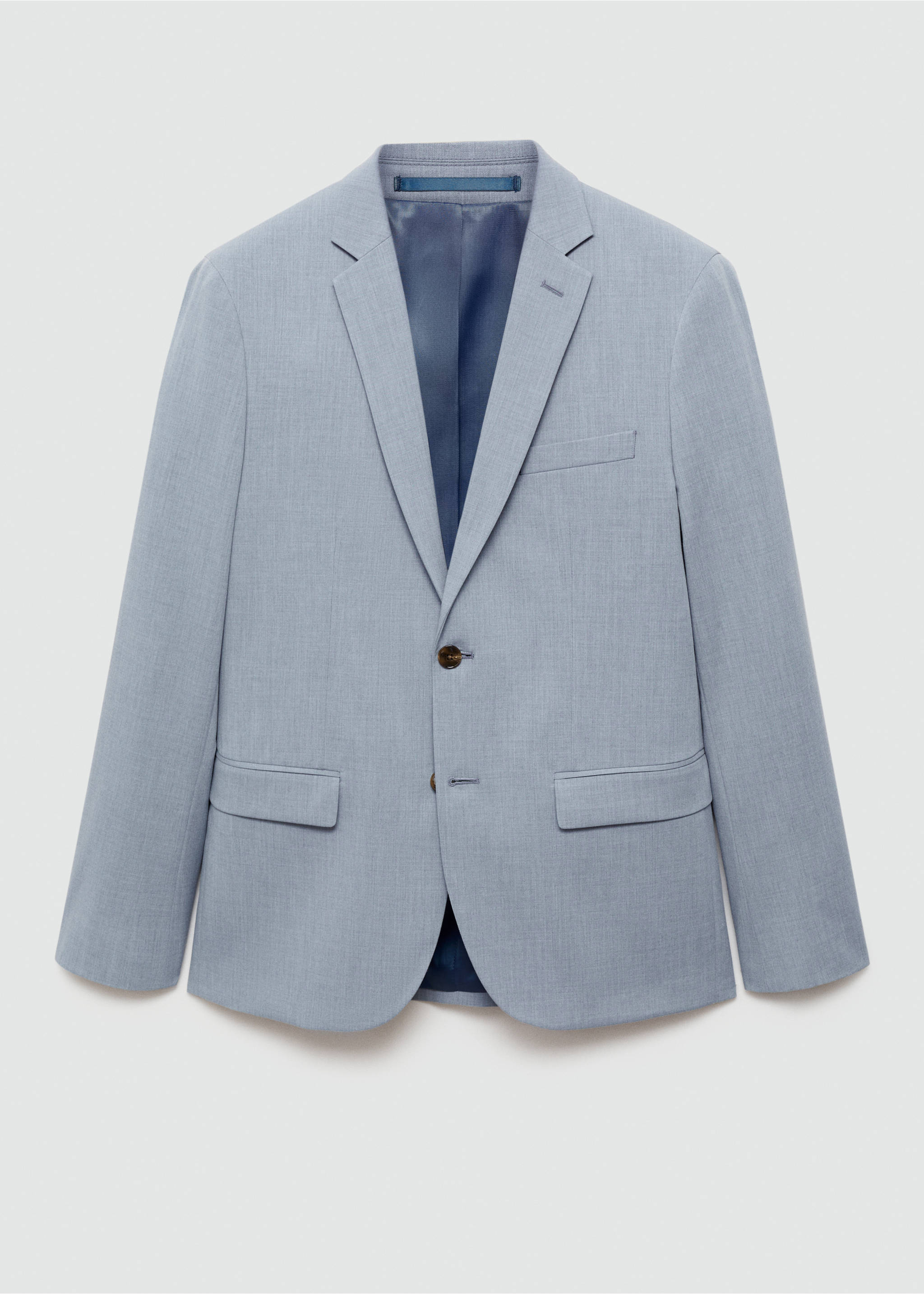 Super slim-fit suit jacket in stretch fabric - Article without model, Sky Blue. Ref: 77010579-00.
