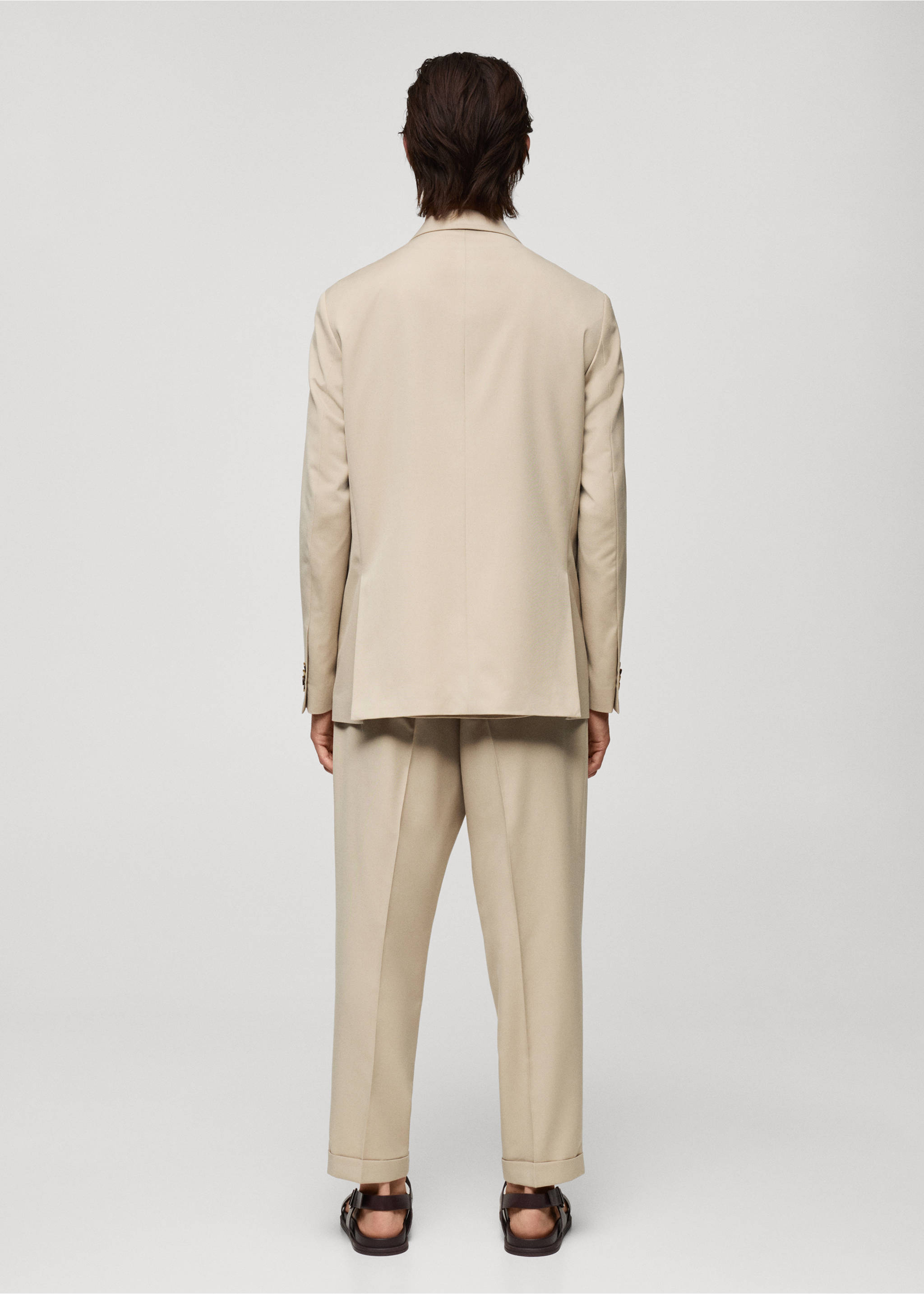 Double-breasted regular-fit suit jacket - Reverse of the article, Beige. Ref: 77010580-00.
