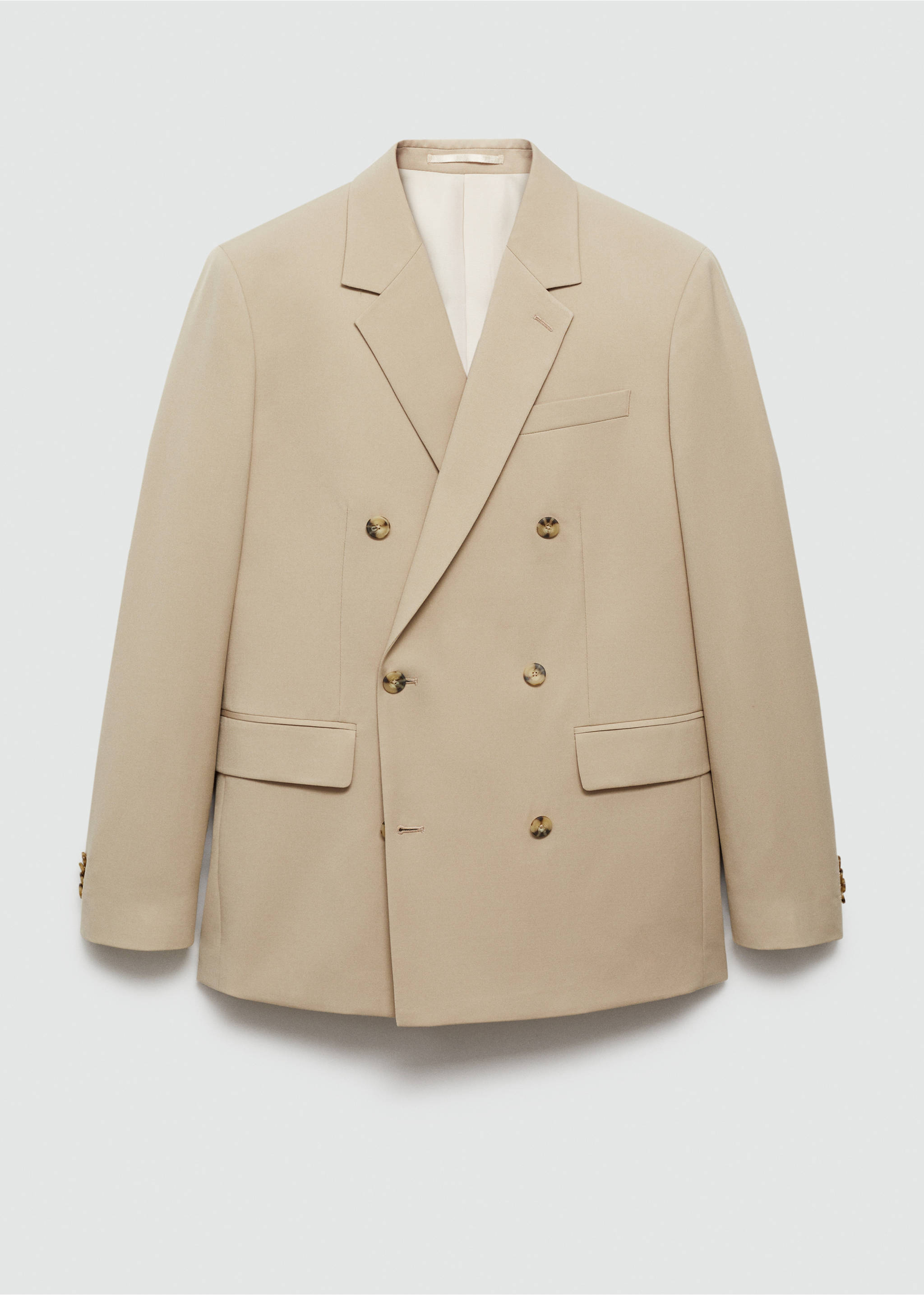 Double-breasted regular-fit suit jacket - Article without model, Beige. Ref: 77010580-00.