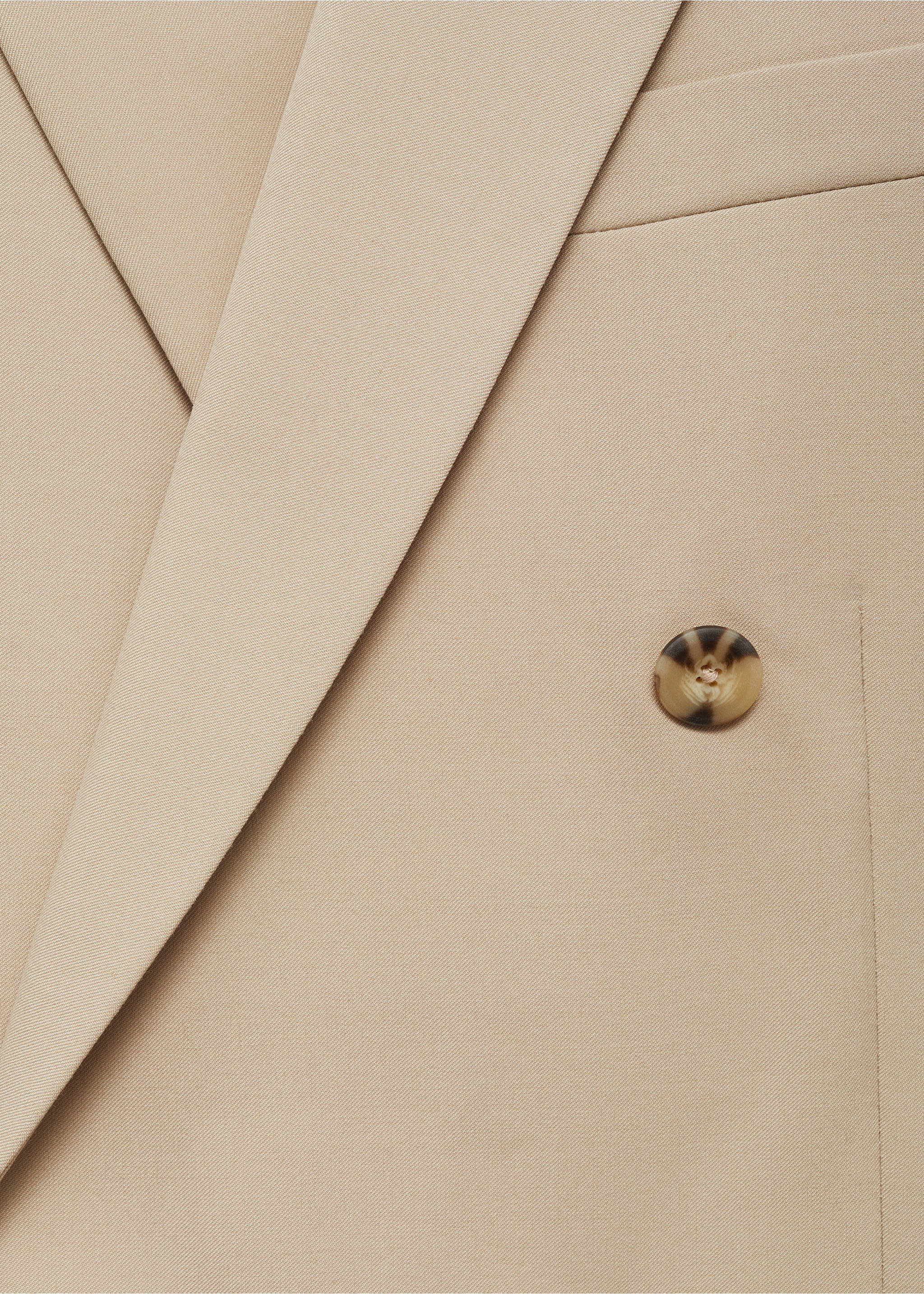 Double-breasted regular-fit suit jacket - Details of the article 8, Beige. Ref: 77010580-00.