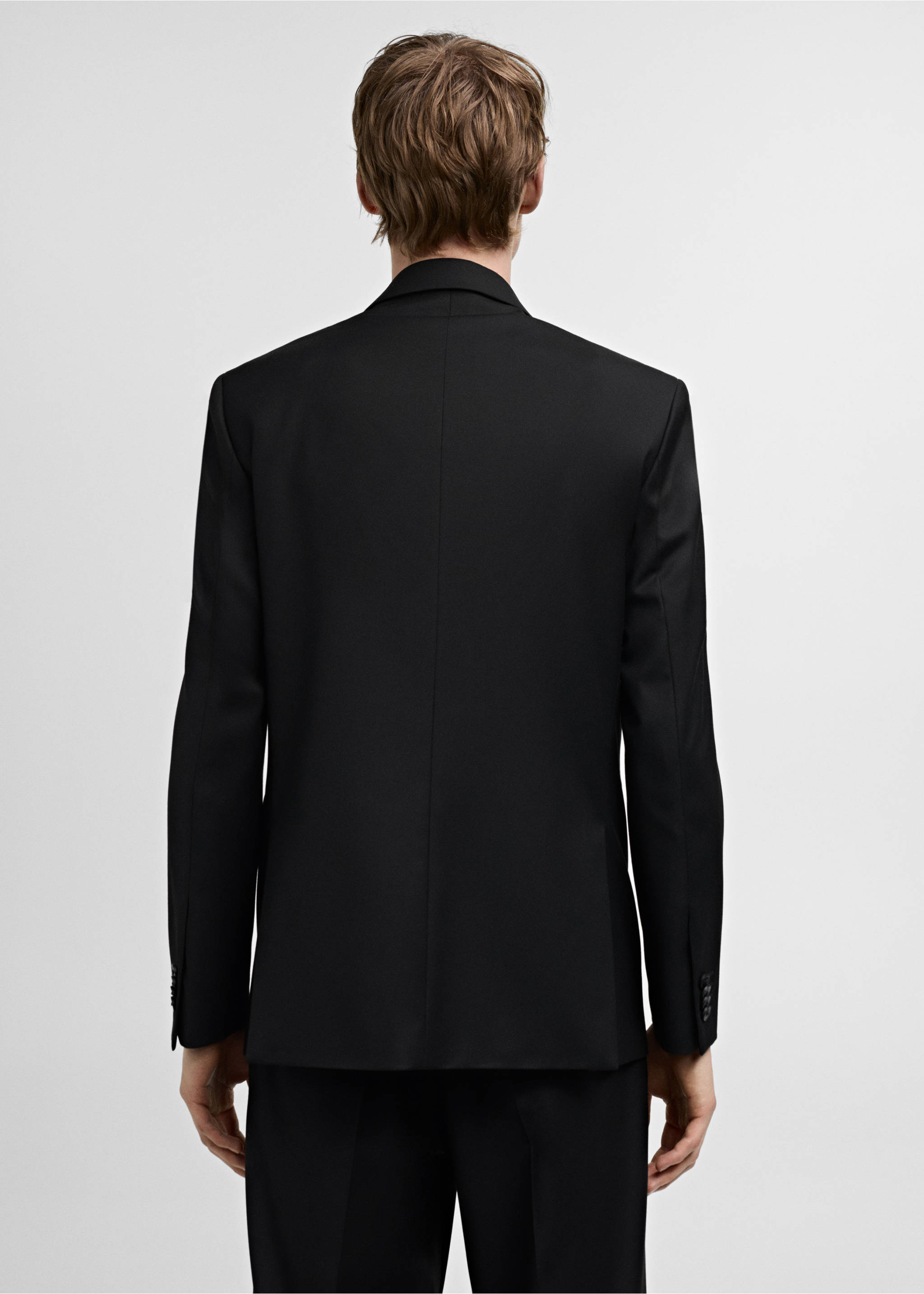 Double-breasted regular-fit suit jacket - Reverse of the article, Black. Ref: 77010581-00.