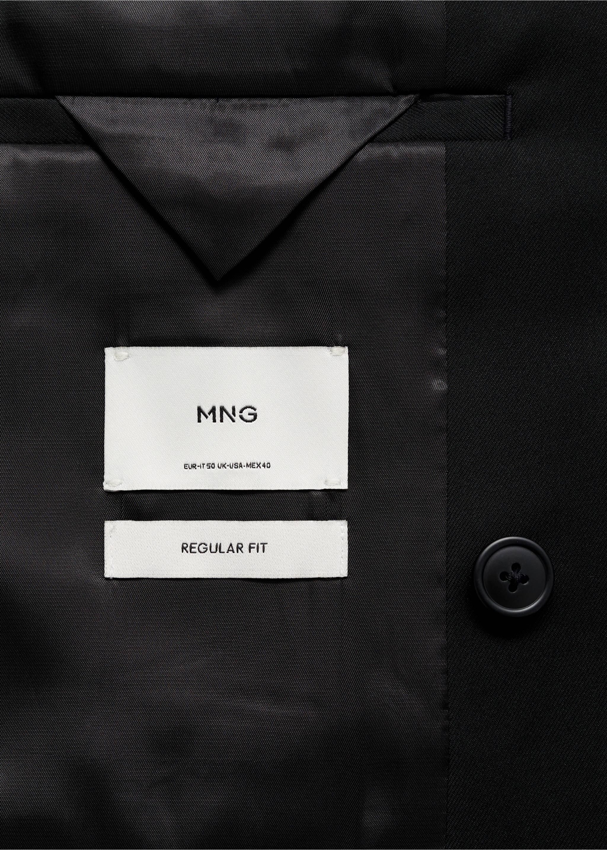 Double-breasted regular-fit suit jacket - Details of the article 0, Black. Ref: 77010581-00.