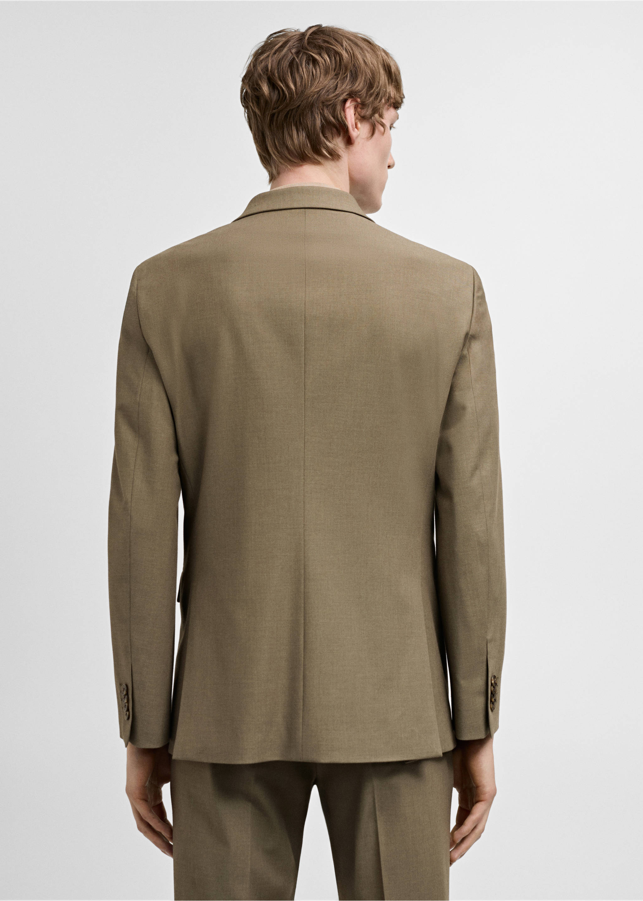 Stretch-fabric slim-fit suit blazer - Reverse of the article, Green. Ref: 77010582-00.